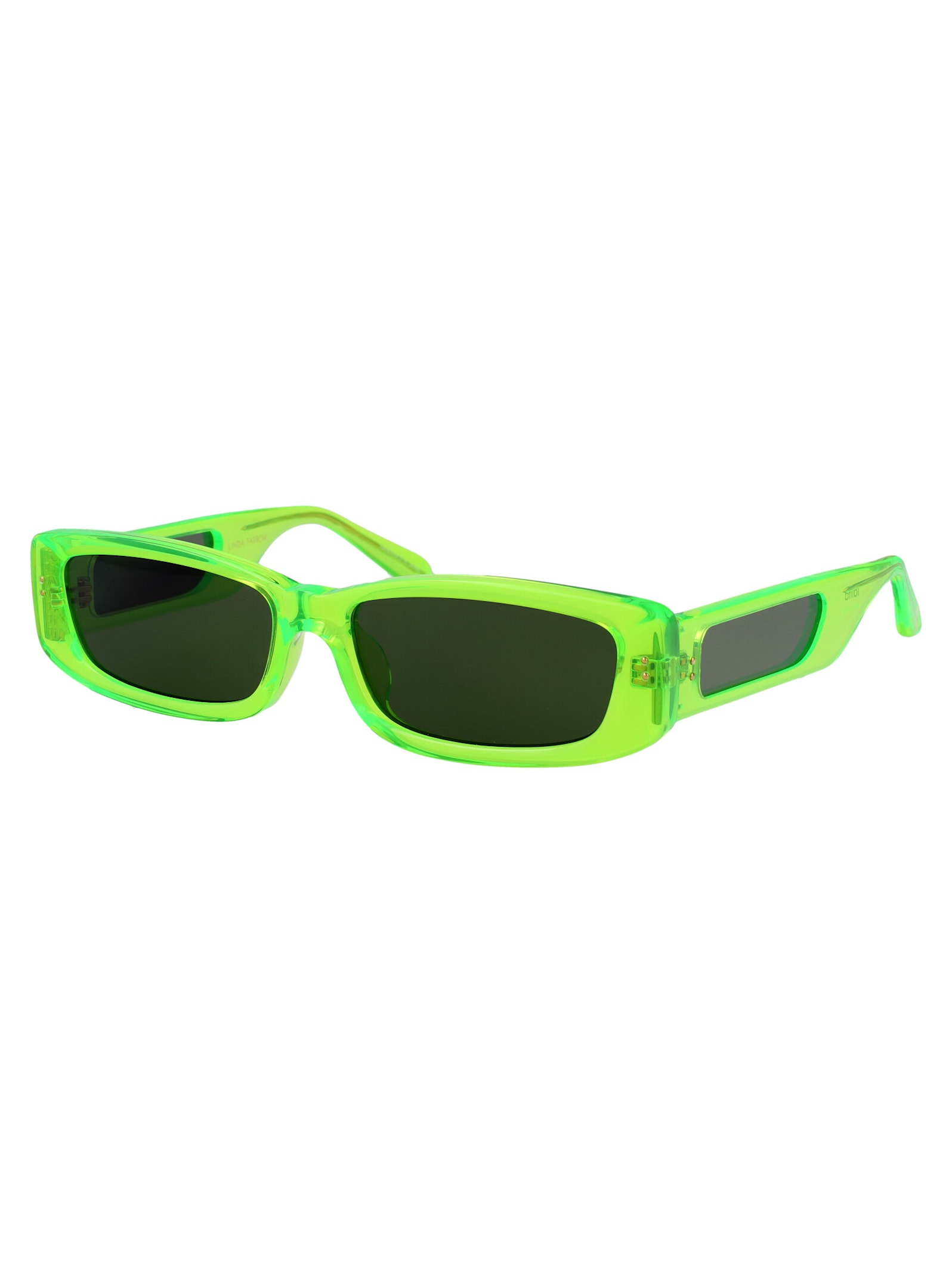 Linda Farrow Neonlime Acetate Sunglasses In Neonlime/lightgold/green