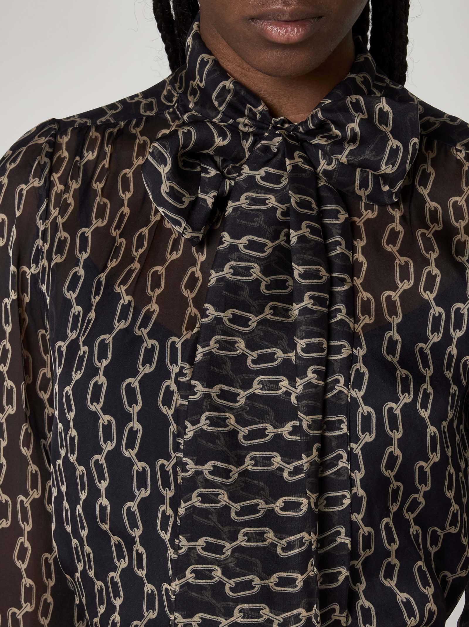 Shop Max Mara Finish Print Silk Shirt In Blue