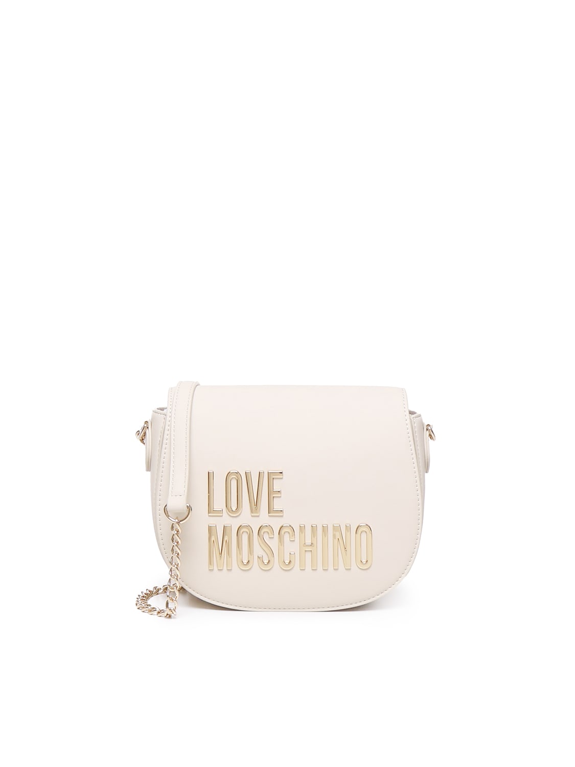 Shop Love Moschino Logo Shoulder Bag In Ivory