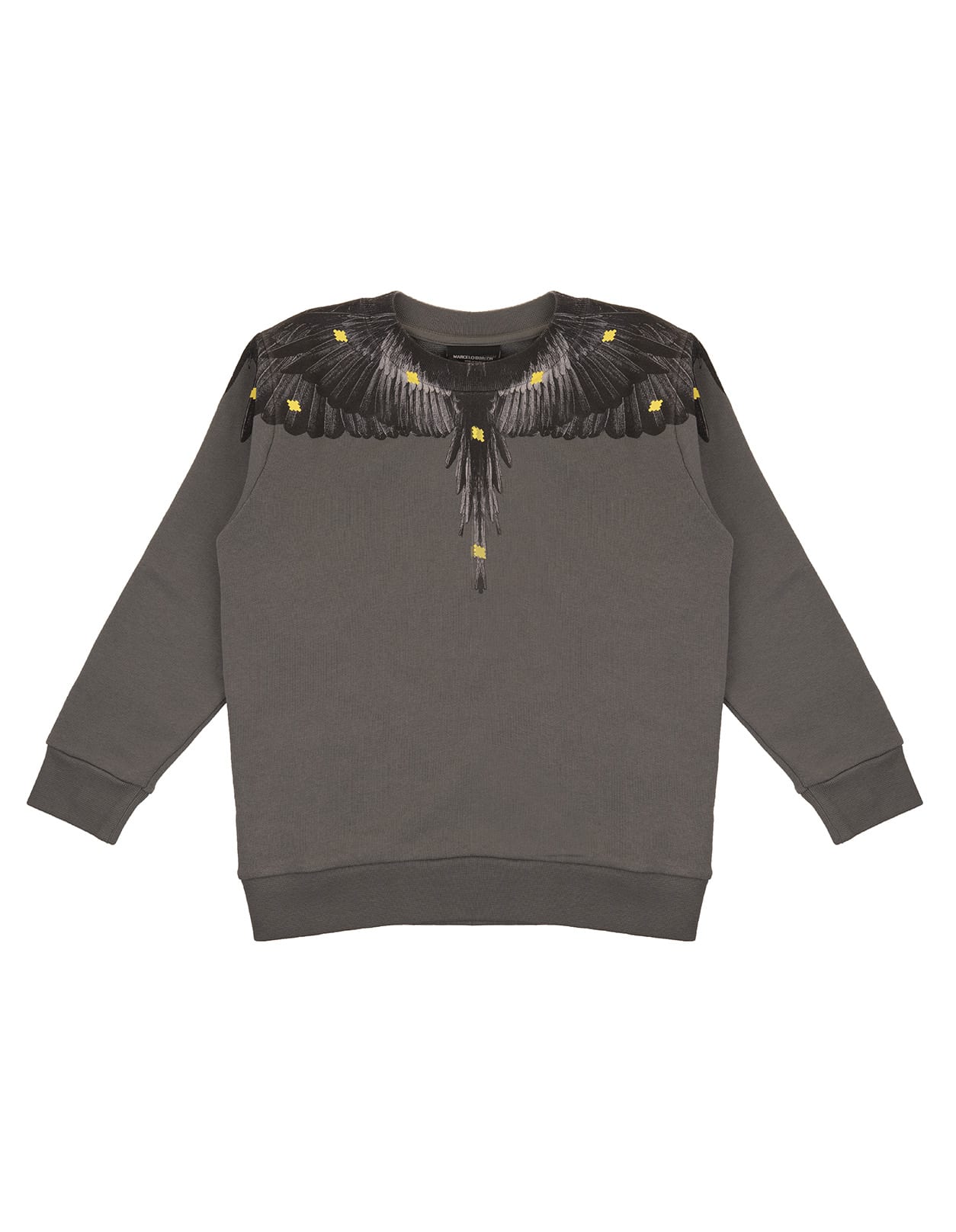 ballet ly Sump Shop Marcelo Burlon County Of Milan Dark Grey/multicoloured Cotton-blend  Wings-print Rib-trimmed Sweatshirt