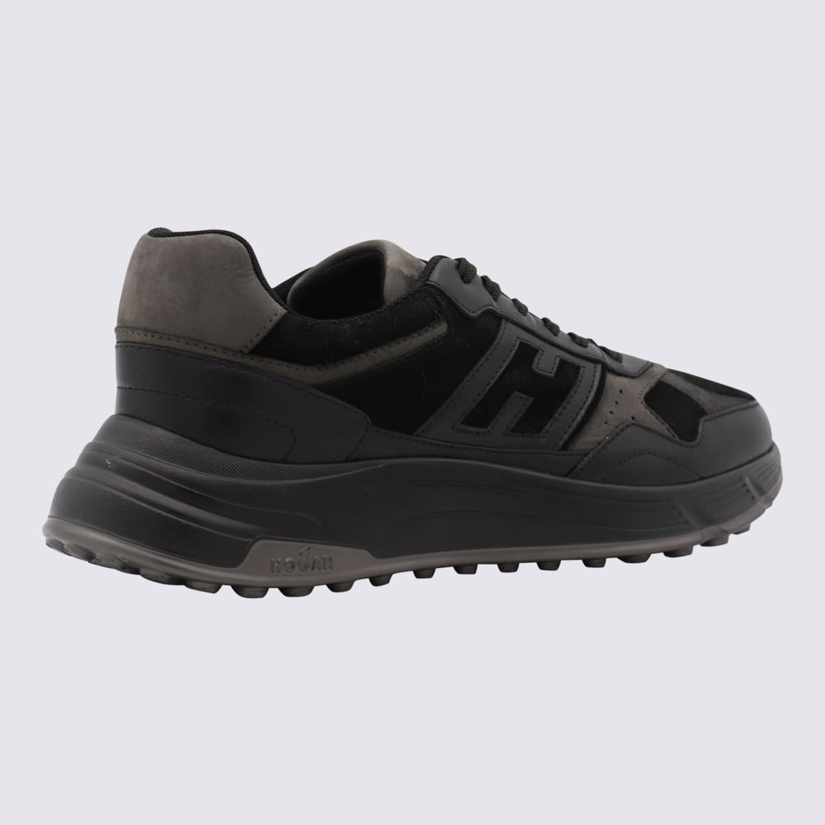 Shop Hogan Black Leather Sneakers