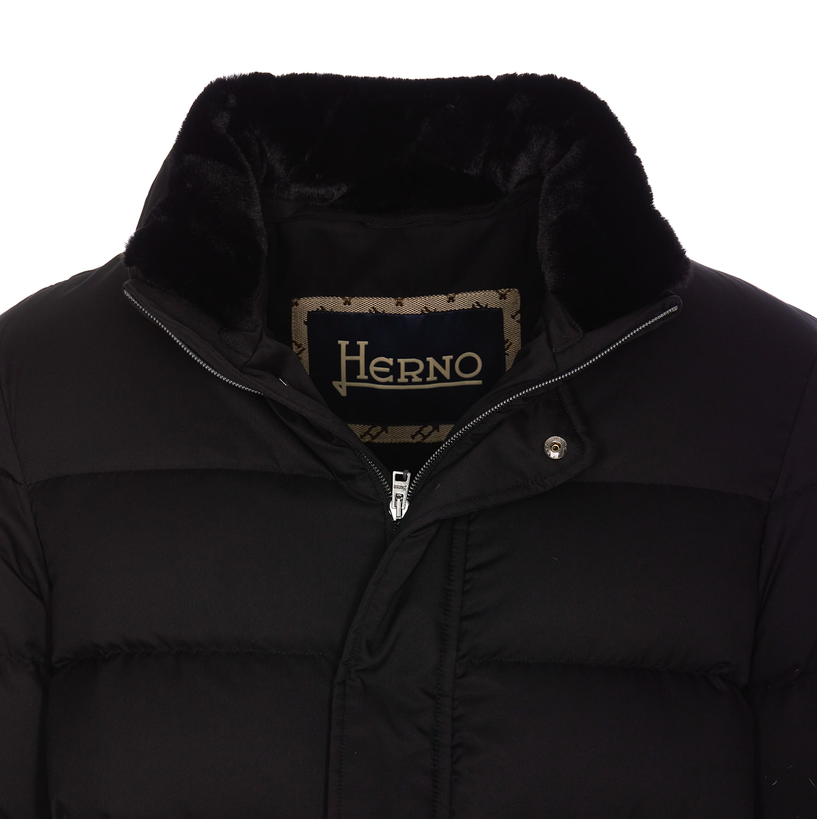 Shop Herno Faux Fur And Arendelle Bomber In Black