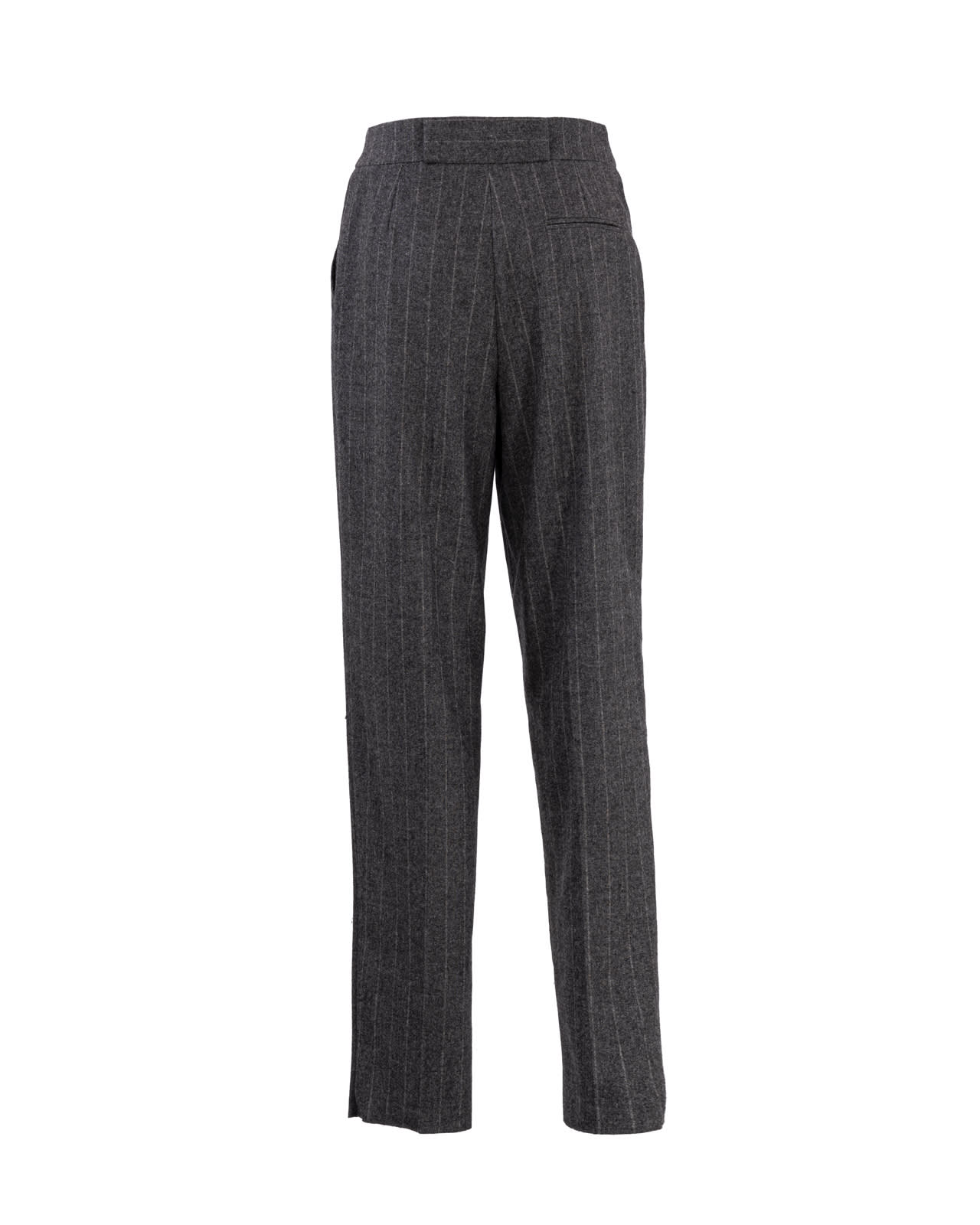 Shop Giorgio Armani Pinstripe Melange Wool Blend Trousers  In Multicolor