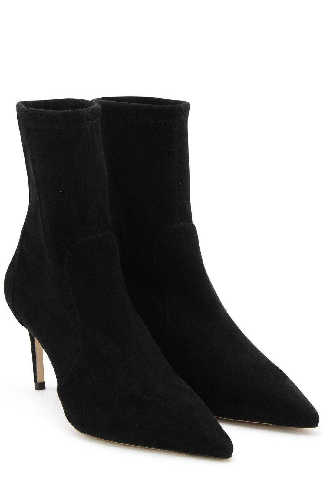 Shop Stuart Weitzman Pointed-toe Ankle Boots  In Black