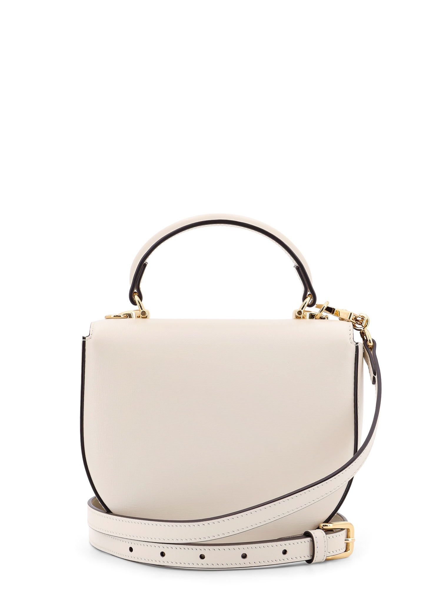 Gucci Leather Handbag With Horsebit Detail On The Front In White