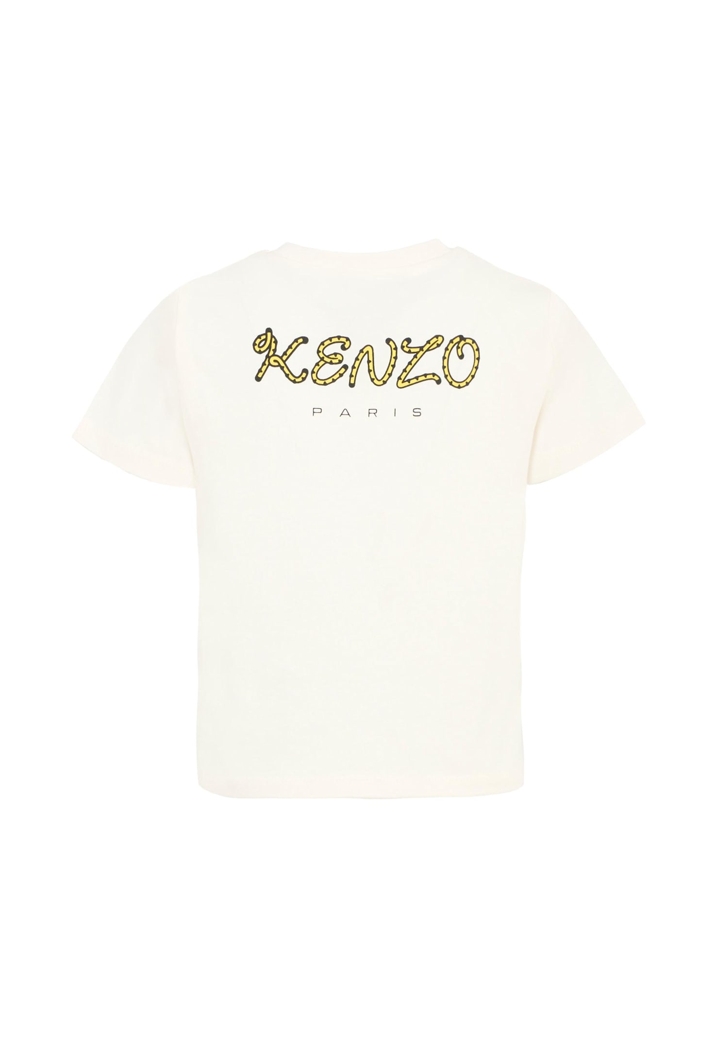 Kenzo Ivory T-shirt For Kids With Kotora In White