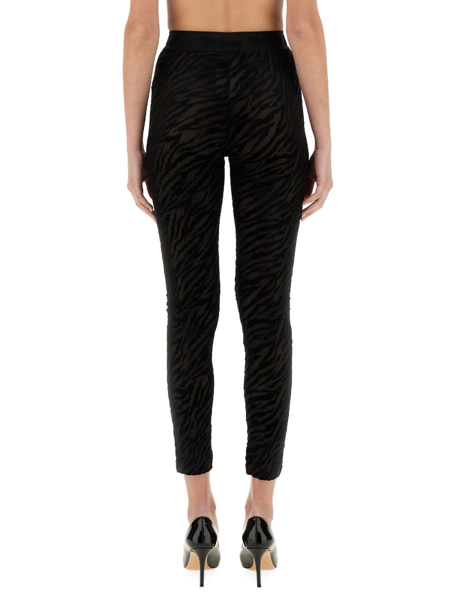 Shop Versace Jeans Couture Zebra Devoré Leggings In Black