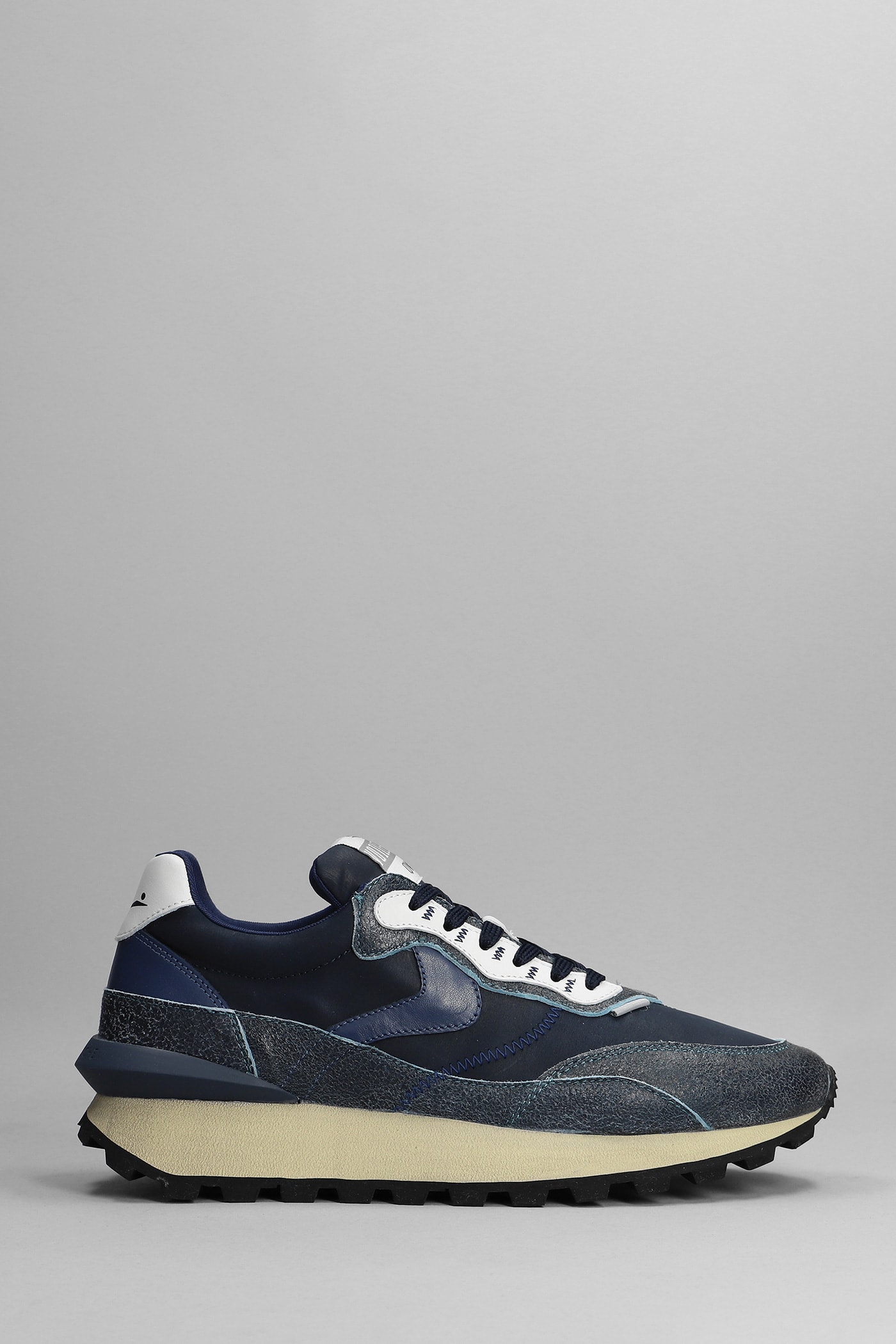 Voile Blanche Qwark Hype Sneakers In Blue Leather And Fabric