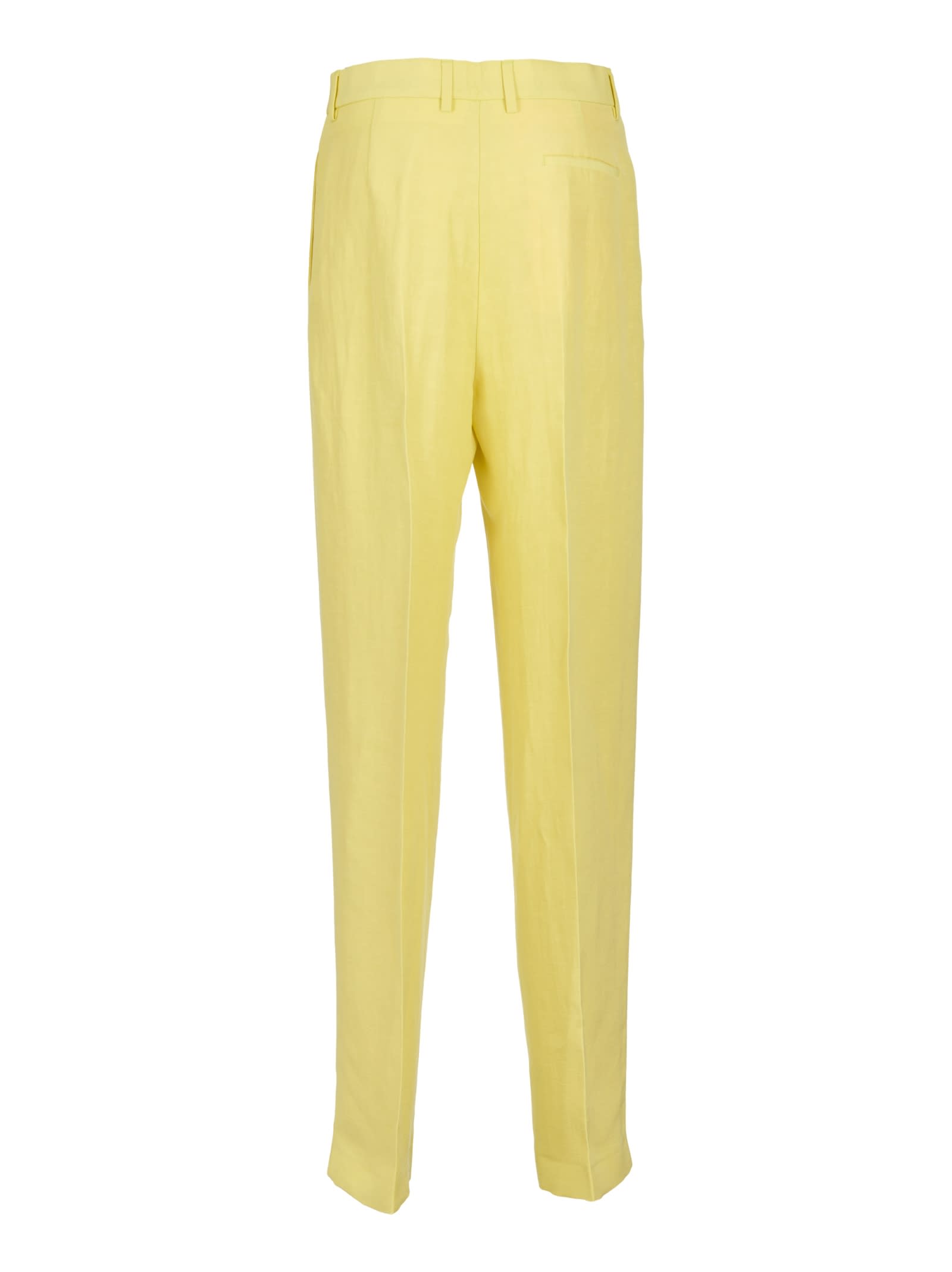 Shop Msgm Concealed Fitted Trousers In Yellow