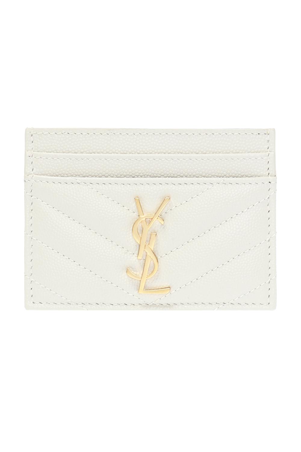 Saint Laurent Monogram Card Case In White