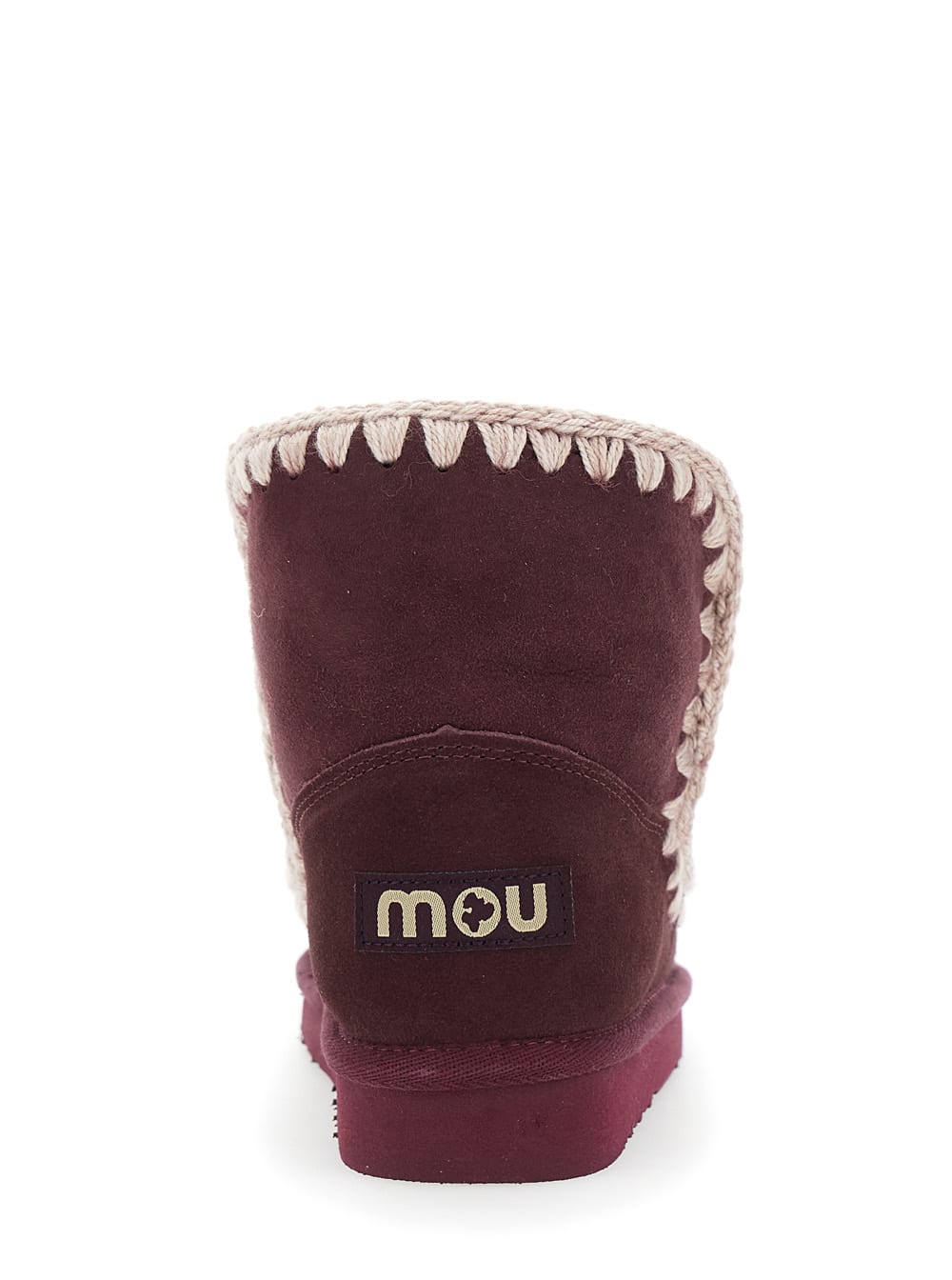 Mou Crochet-trimmed Suede Boots In Burgundy