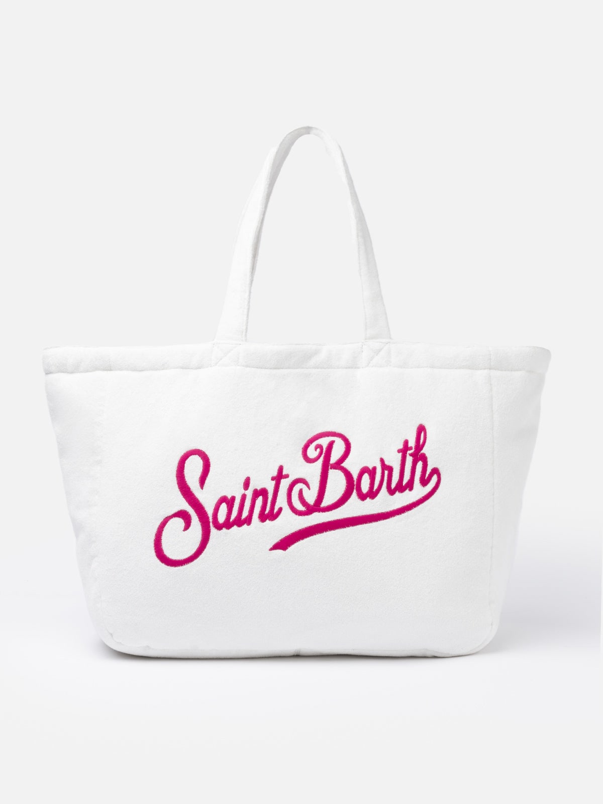 Shop Mc2 Saint Barth Terry And Cotton Beach Tote Double Bag In White