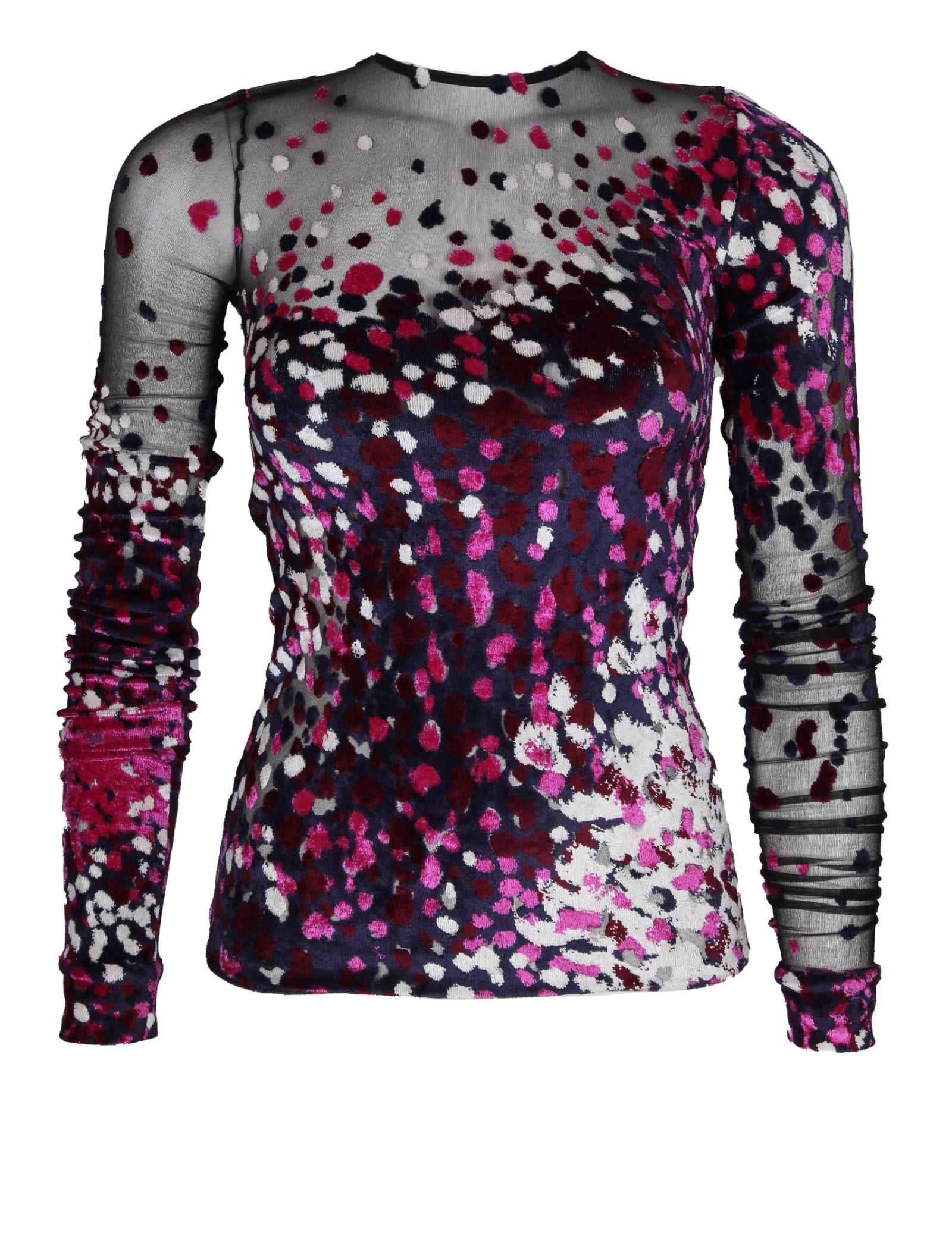 Shop Lanvin Jersey Top With Velvet Dots In Fuchsia