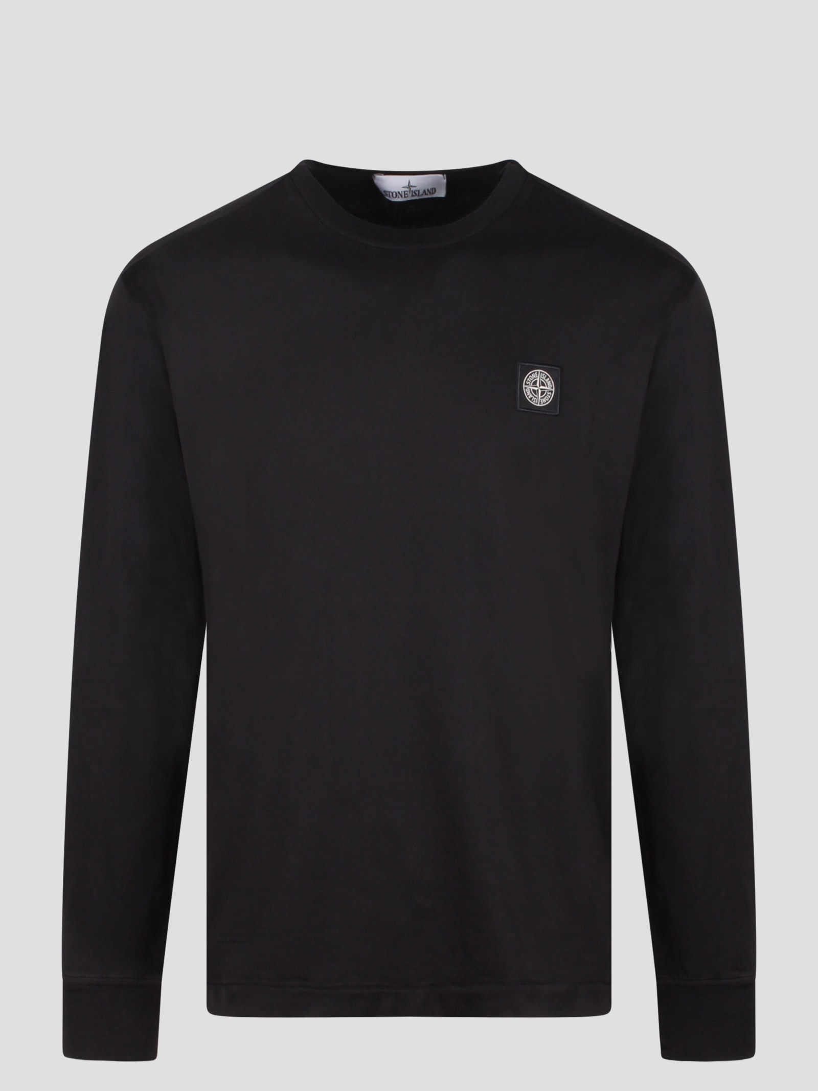 Shop Stone Island Long Sleeves T-shirt In Black