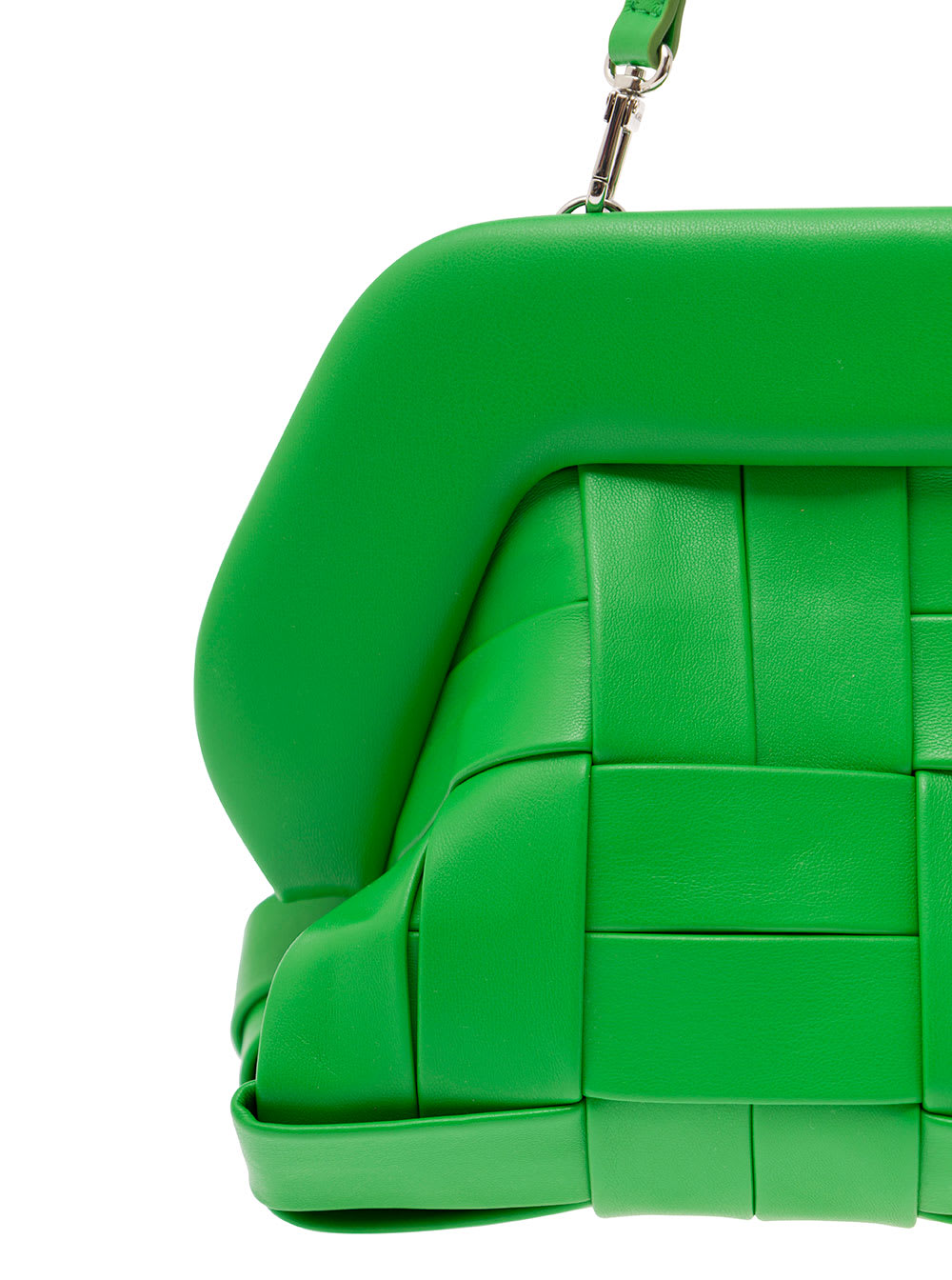 Shop Themoirè Bios Green Weaved Clutch Bag In Vegan Leather Woman In Teatre