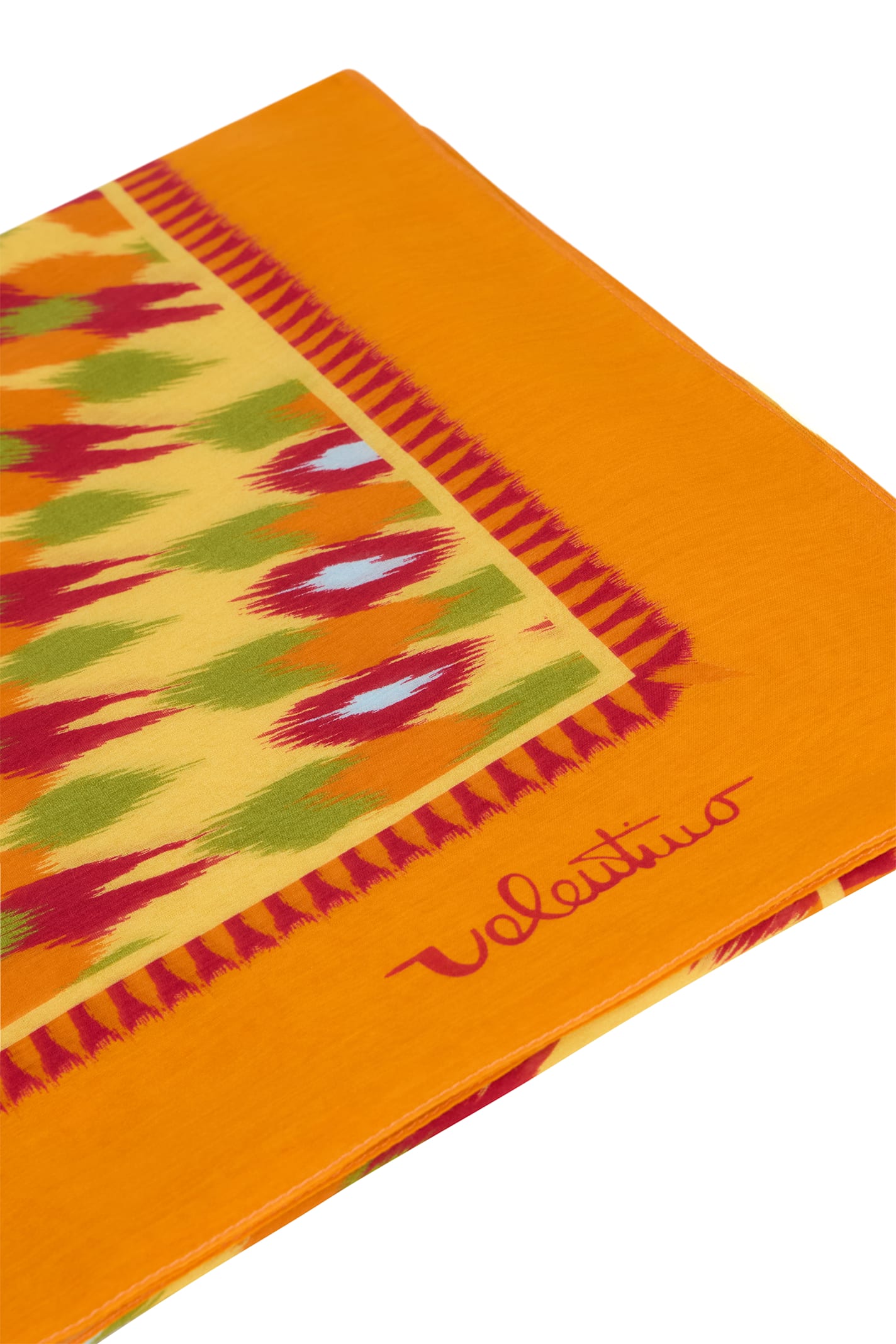Valentino Cotton And Silk Scarf With Print In Orange