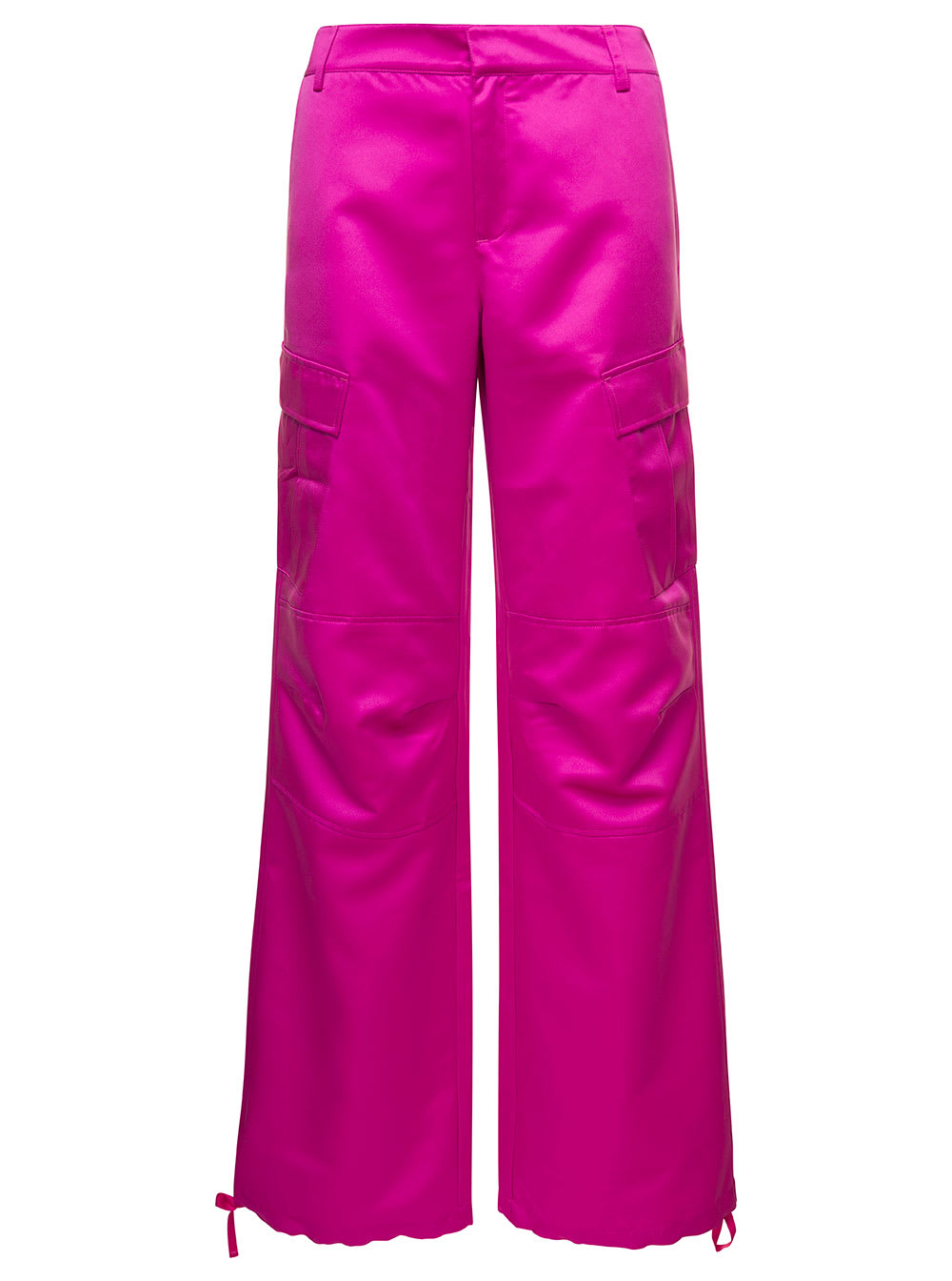 Shop The Andamane Pink High Waisted Cargo Pants Straight Leg With Cargo Pockets In Polyester Woman In Fuxia