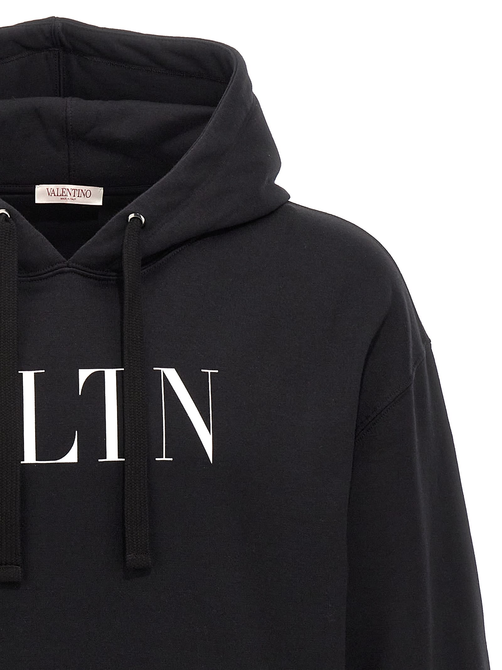 Shop Valentino Vltn Hoodie In White/black