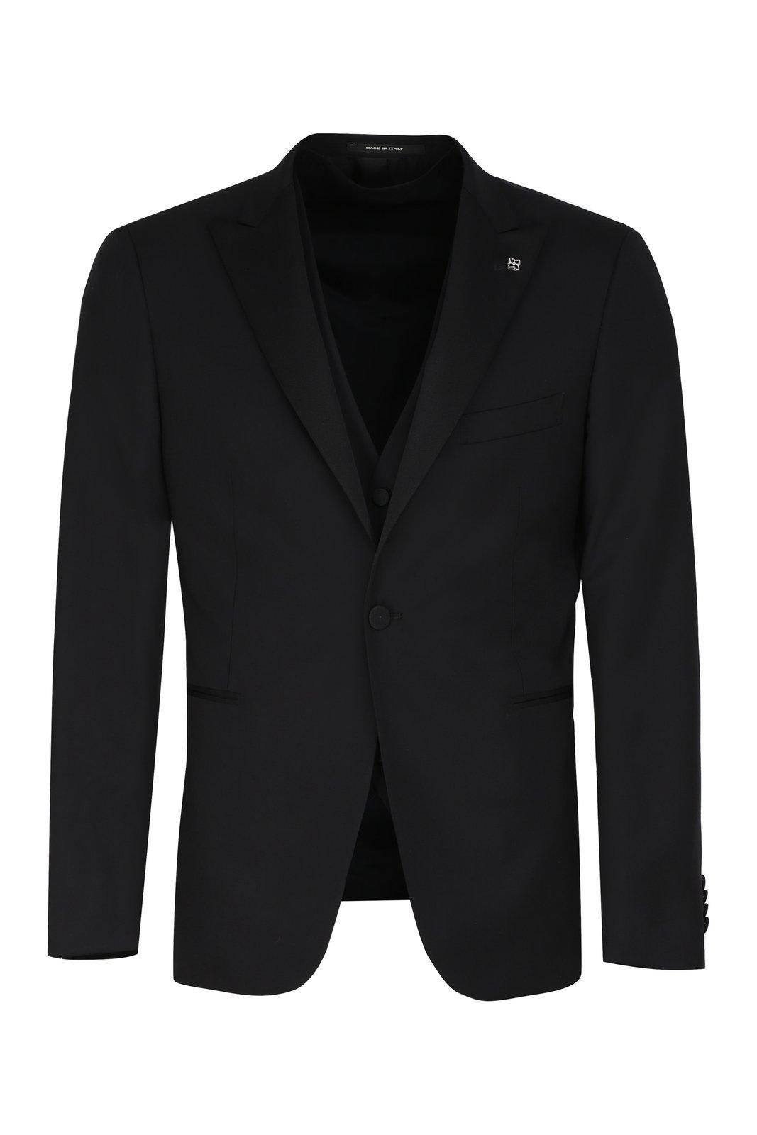 Shop Tagliatore Three-piece Tailored Suit In Black