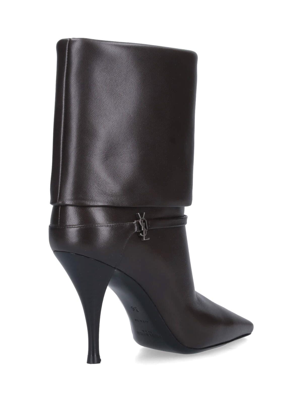 Shop Saint Laurent Vicky 90 Ankle Boots In Harris Eagle Brown