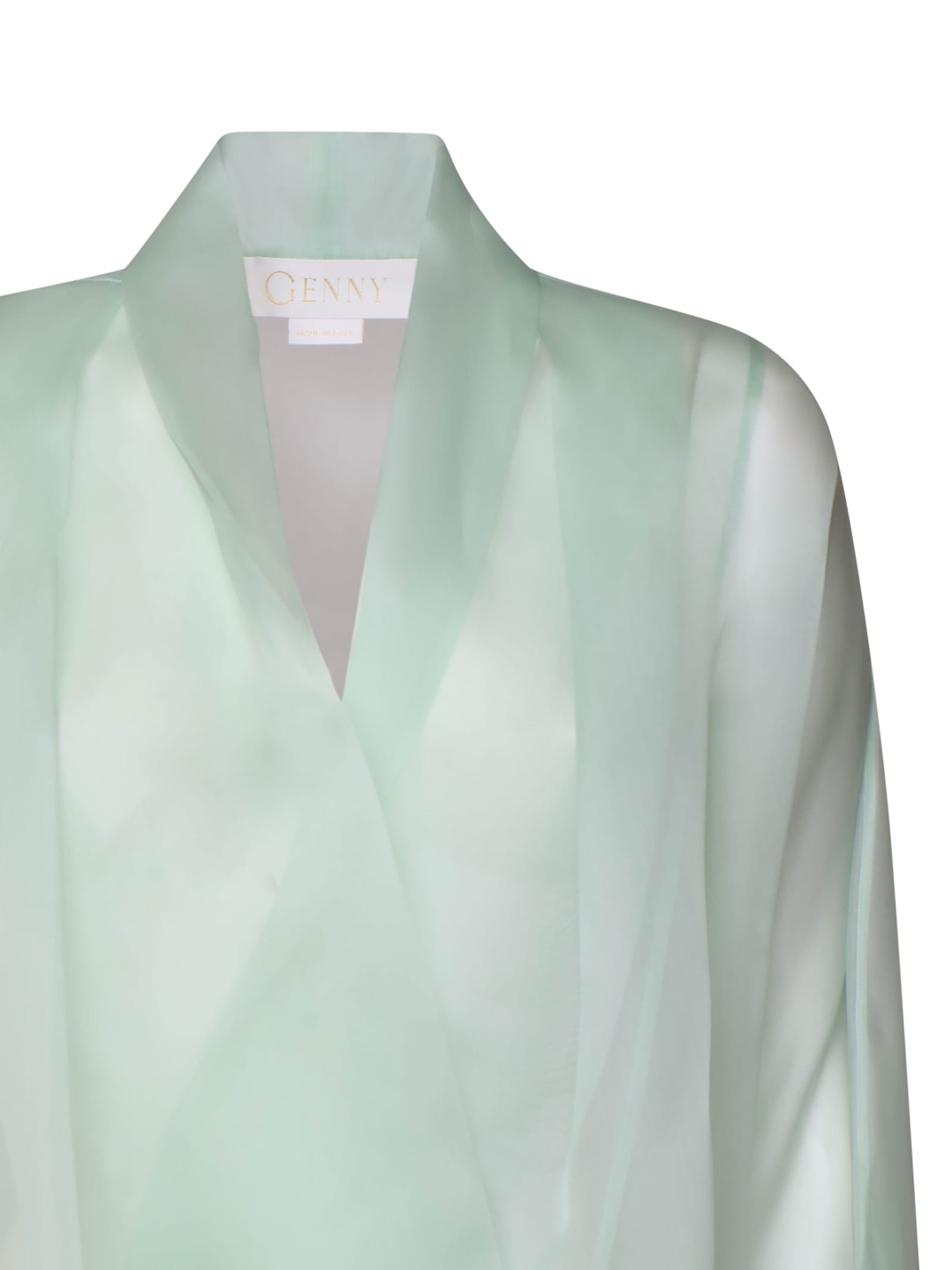 Shop Genny Blouse With Transparent Details In Jade