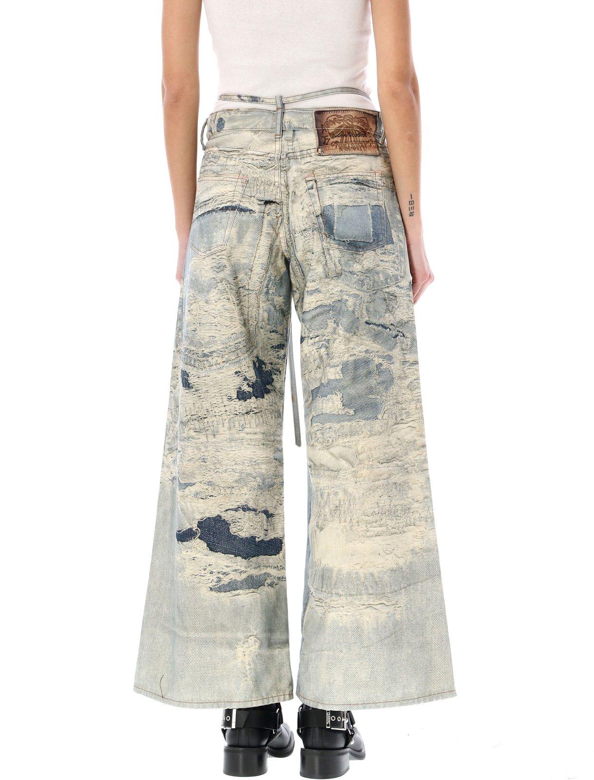 Shop Acne Studios Distressed Wide-leg Jeans In Clear Blue