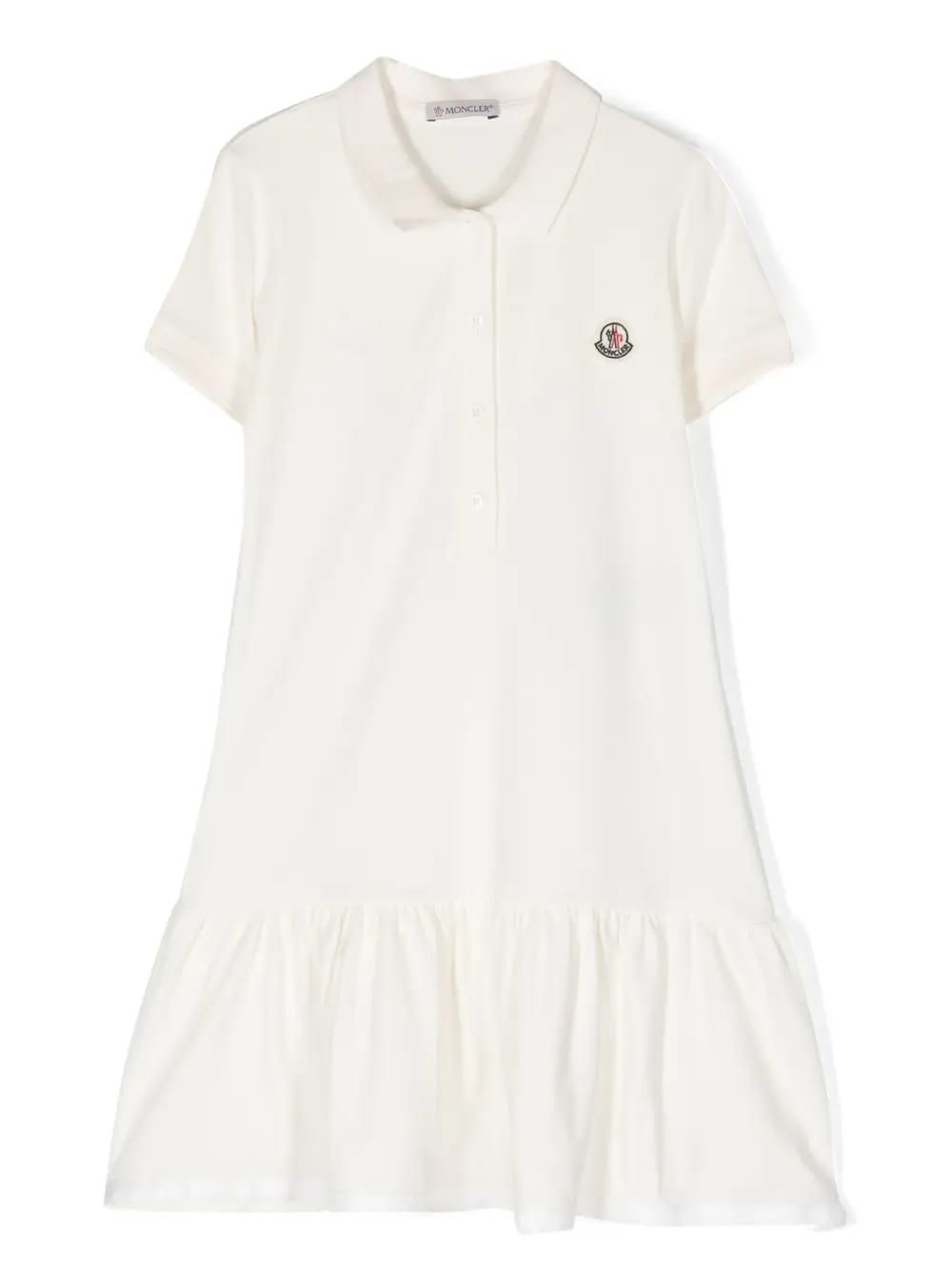 Shop Moncler White Polo Style Dress With Logo Patch
