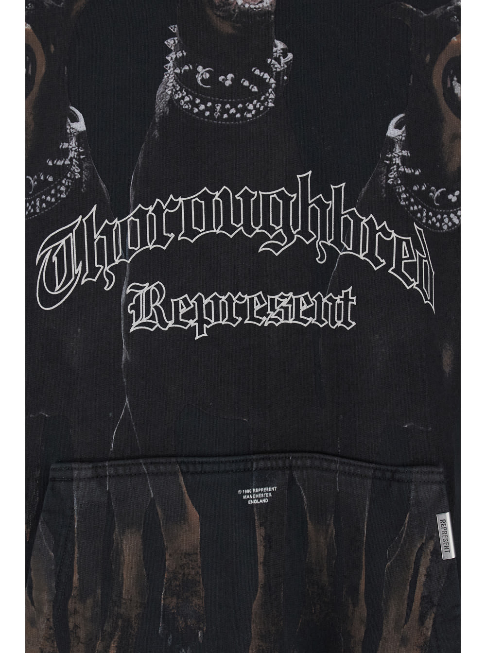 Represent Black Hoodie With Fixed Hood And Maxi Print On The Front In Cotton Man In Black