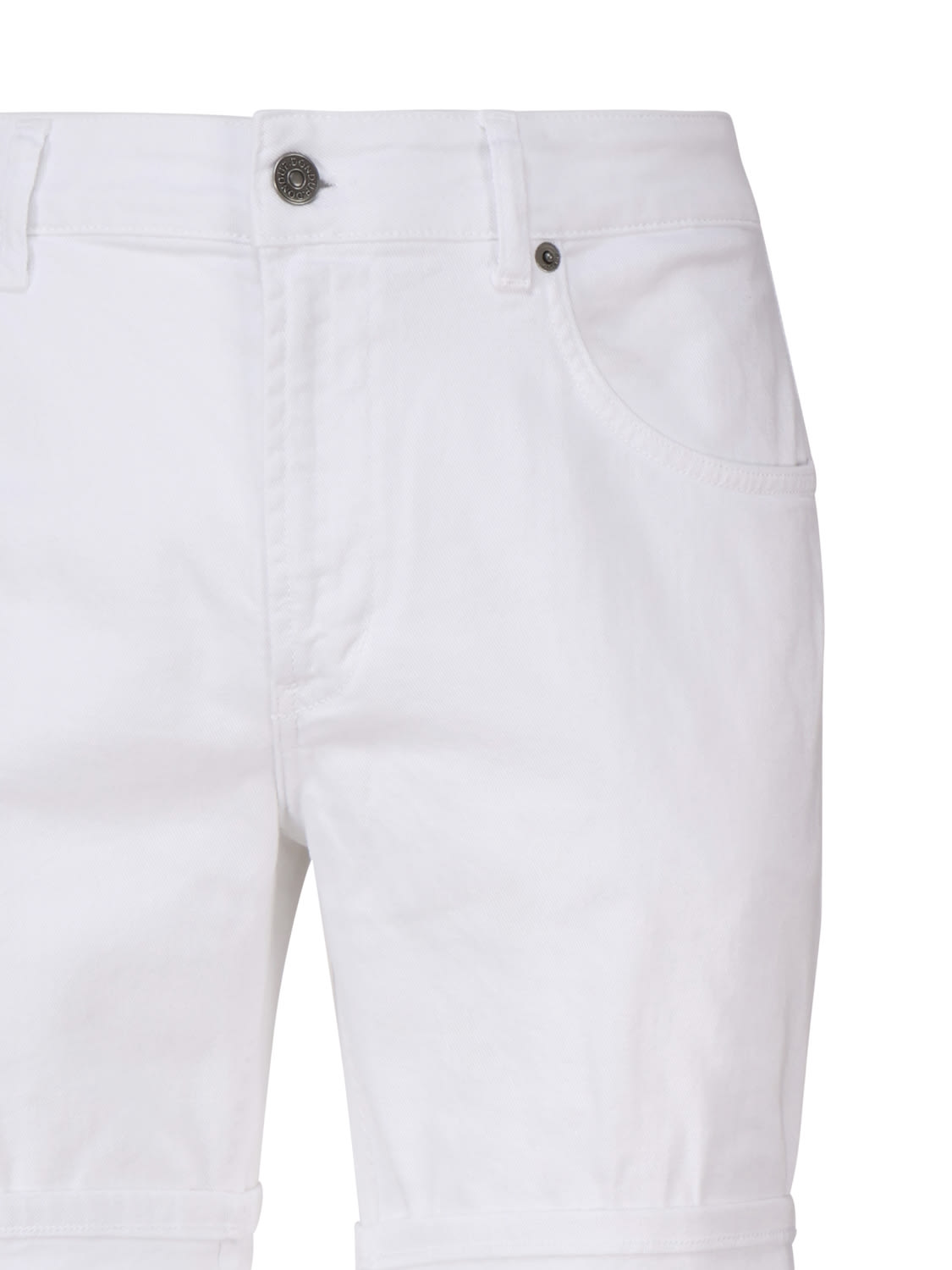 Shop Dondup Derick Cotton Denim Shorts In White