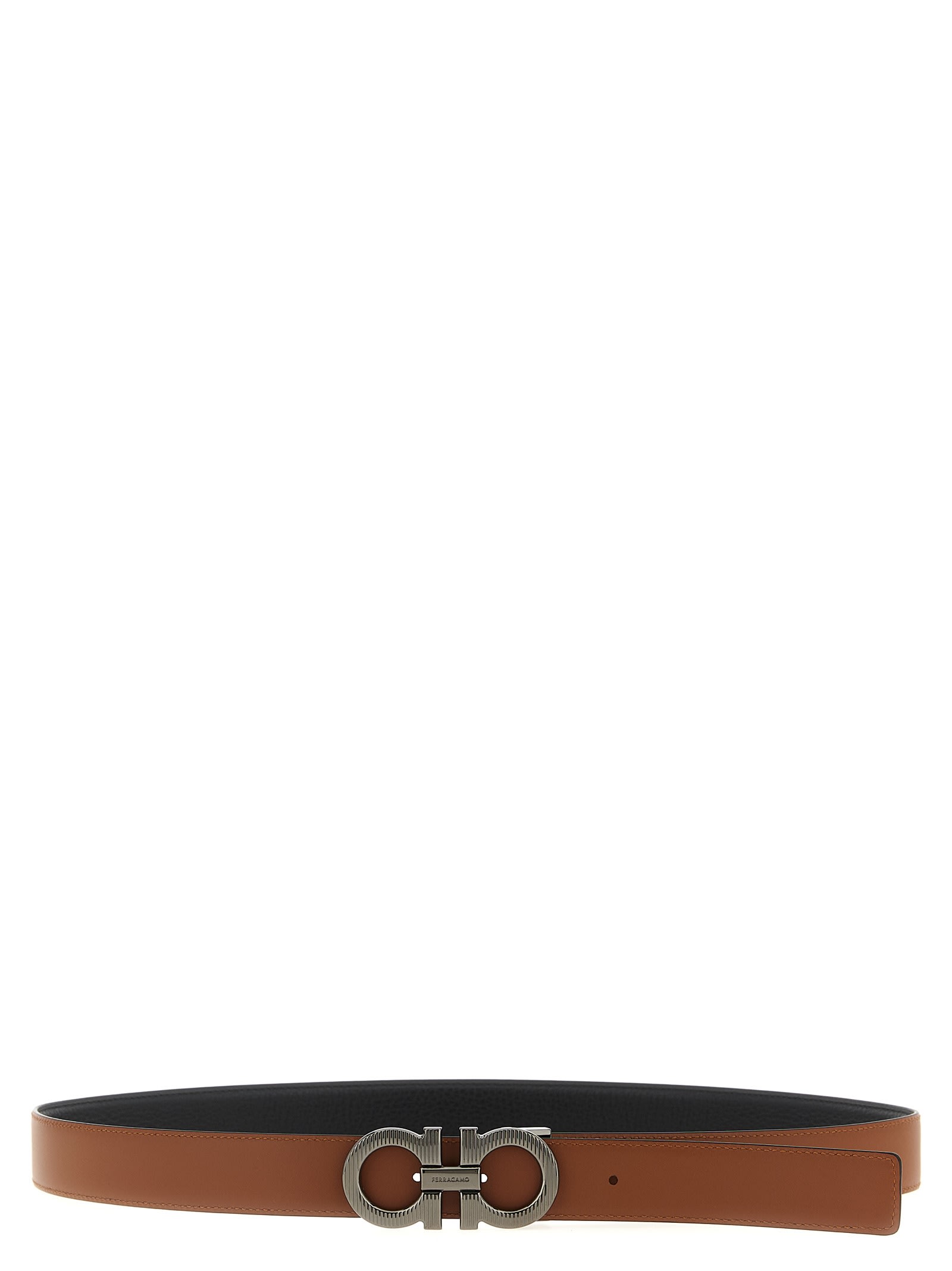 Ferragamo Black Gancini Reversible Belt In Black