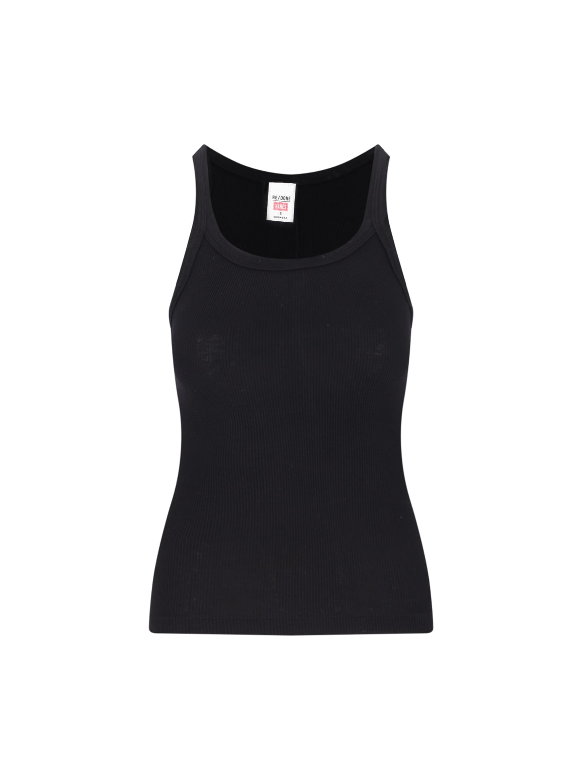 Shop Re/done Ribbed Top In Black