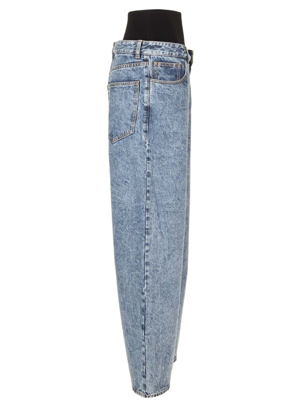 Shop Alaïa Knit Band Jeans In Blue