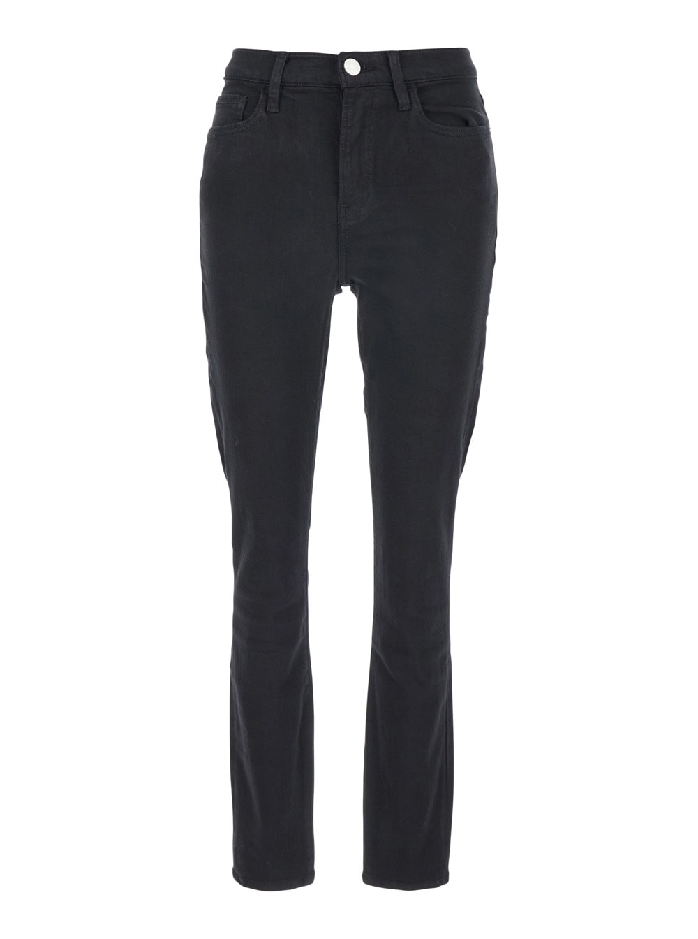 Frame le High Black Jeans With High Waist And Logo Patch On The Rear In Denim Man