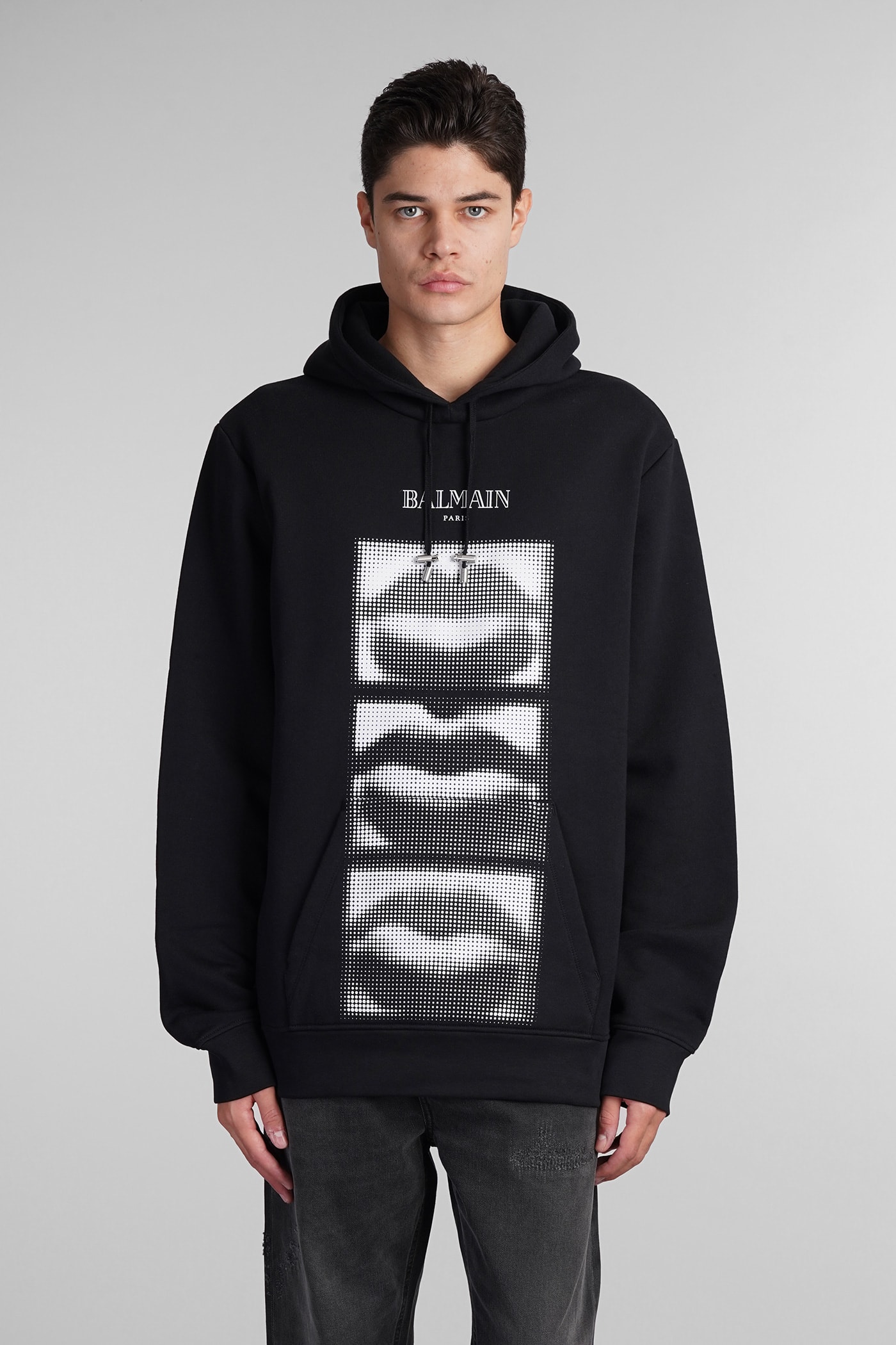 Shop Balmain Sweatshirt In Black Cotton