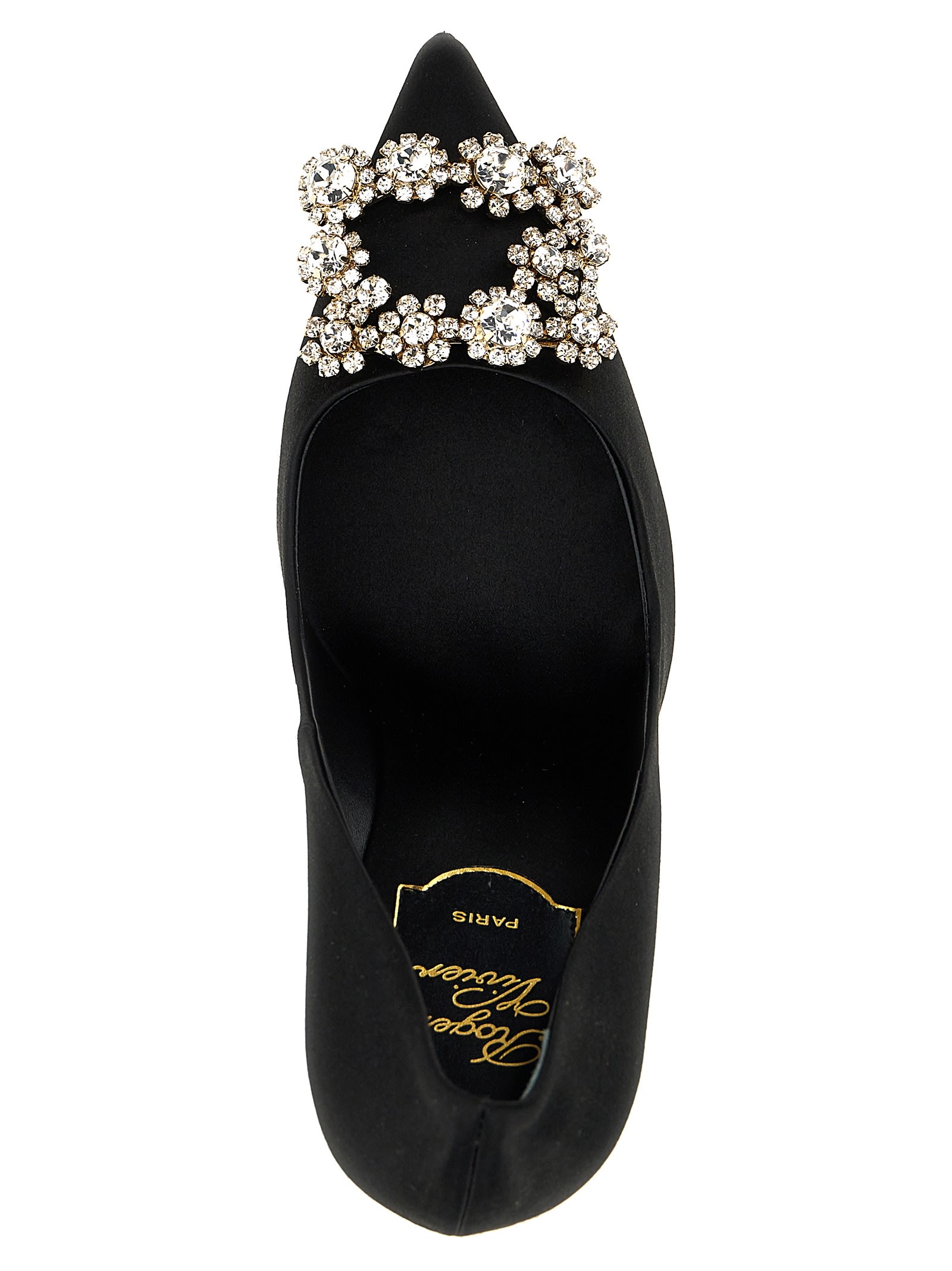 Shop Roger Vivier Flower Strass Pumps In Black