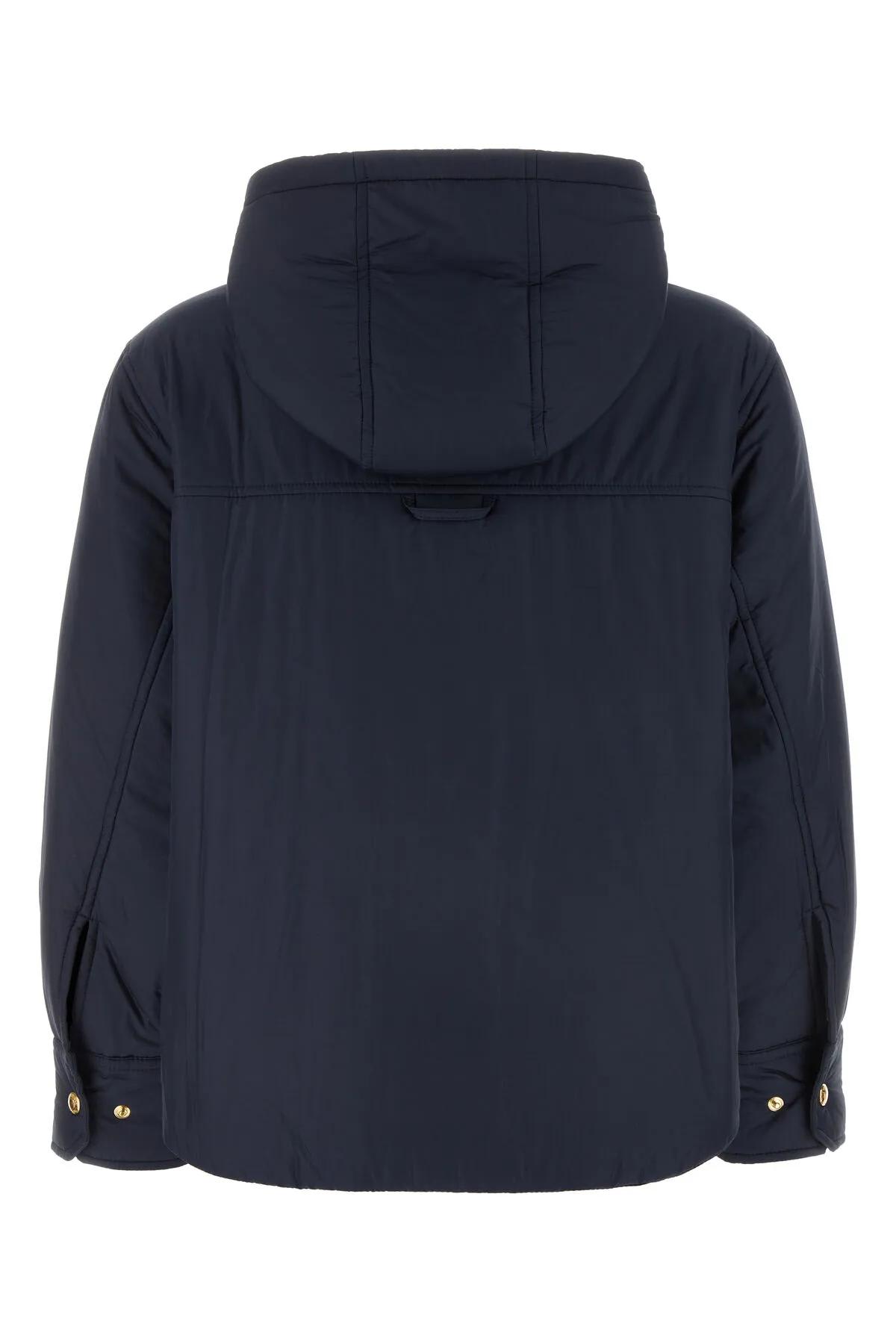 Thom Browne Navy Blue Polyester Down Jacket In Navy