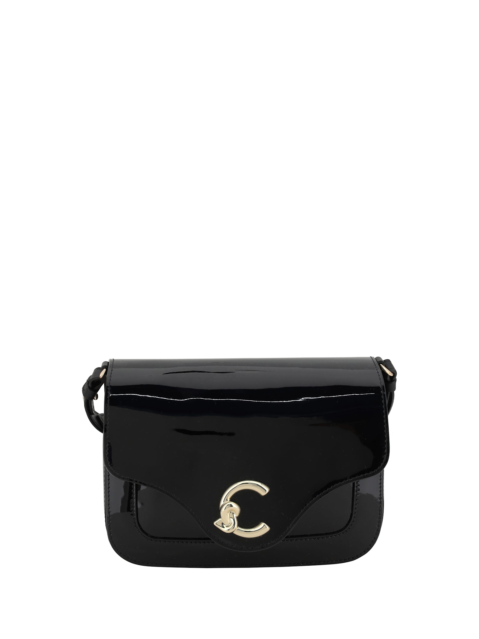 Coccinelle C-me Patent Shoulder Bag In Noir