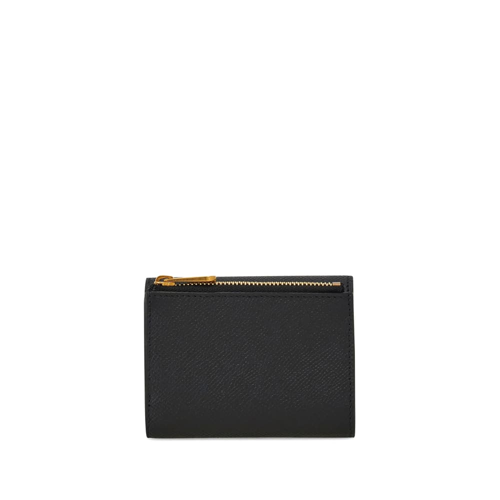 Ferragamo Gancini Tri-fold Leather Wallet In Black