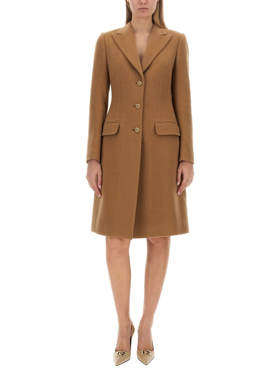 Shop Dolce & Gabbana Single-breasted Coat In Beige