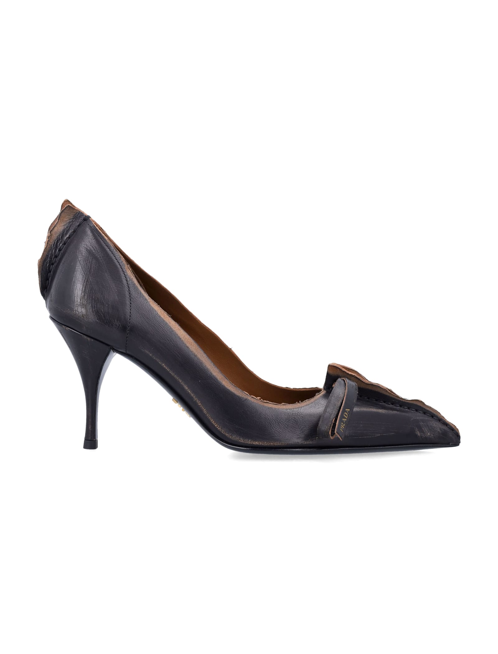 Prada Antiqued Leather Pumps With Stiletto Heel