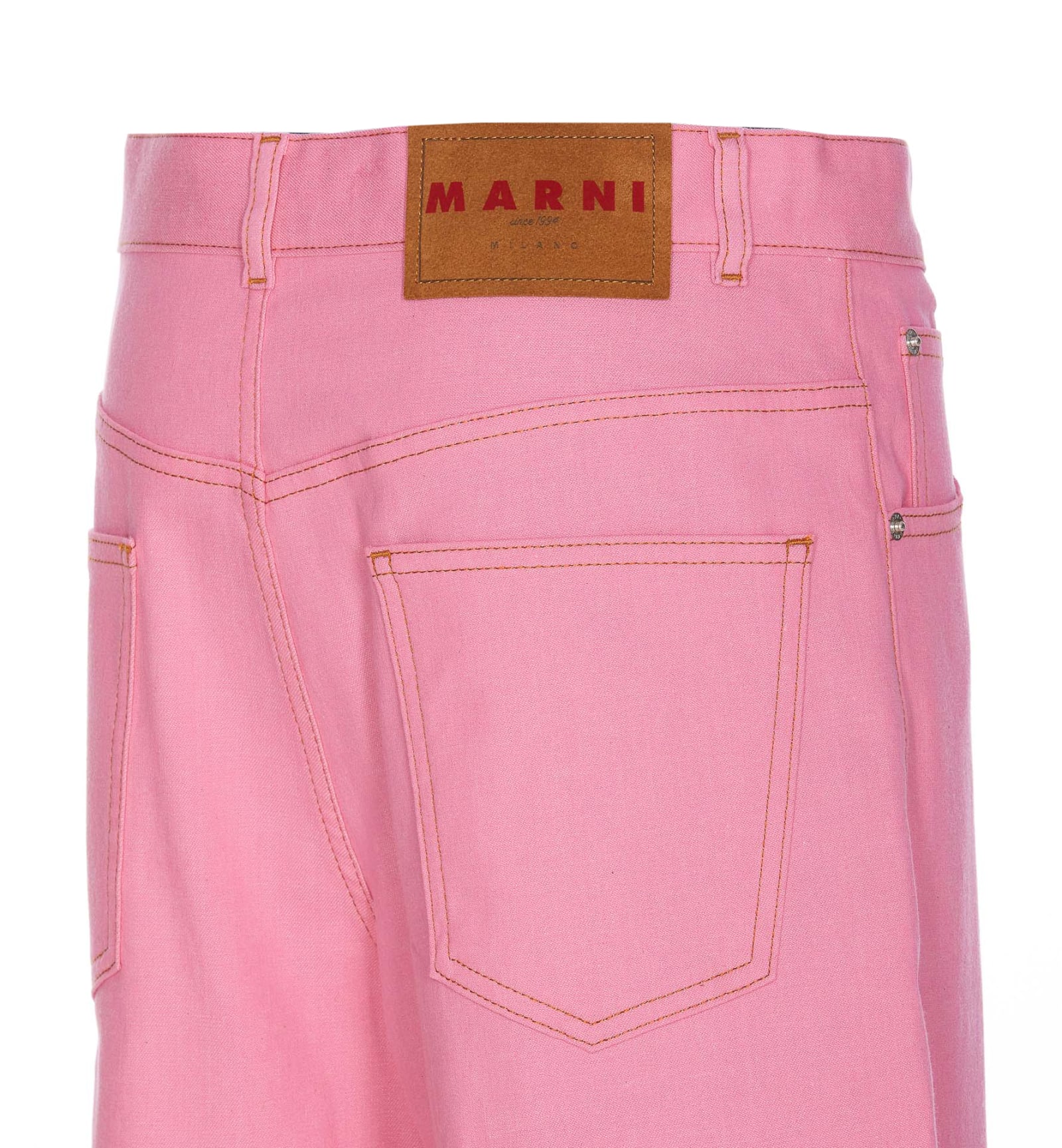 Shop Marni Straight Buttoned Jeans In Pink Clematis