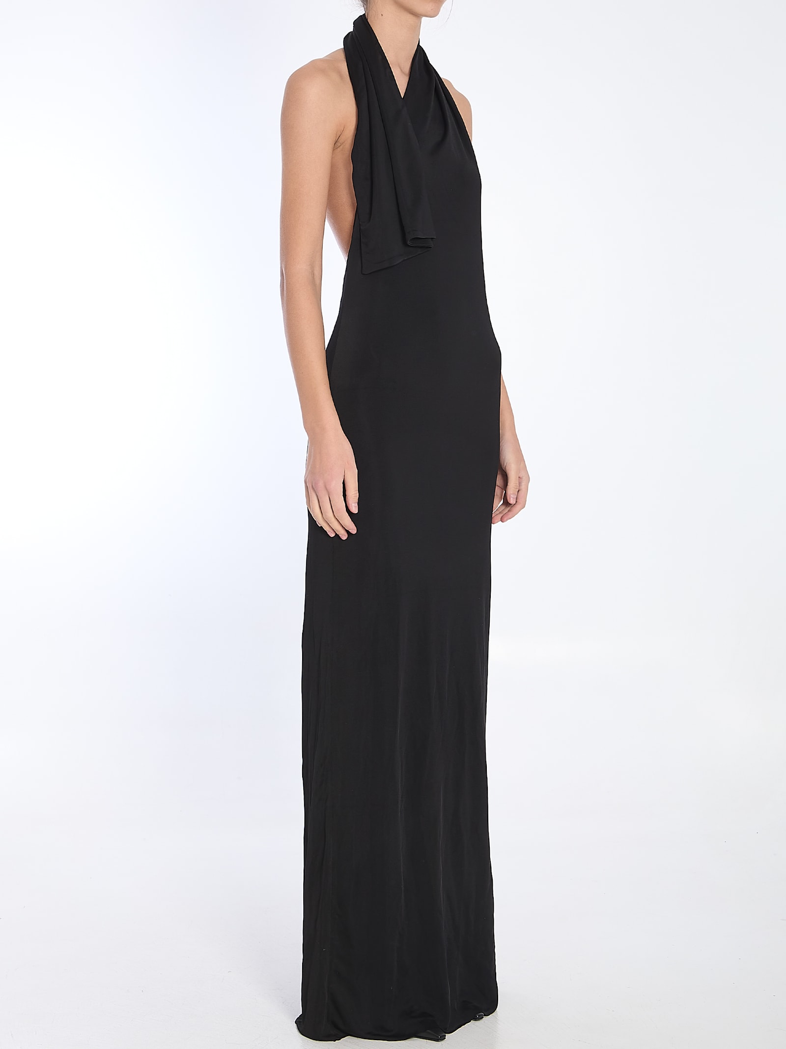 Khaite Coraline Knit Halter Maxi Dress In Black