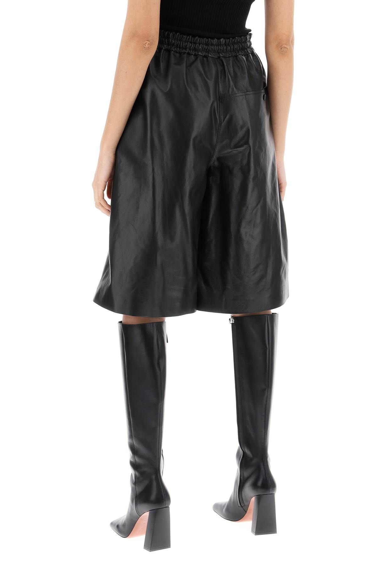 Shop Jil Sander Leather Bermuda Shorts For In Black (black)