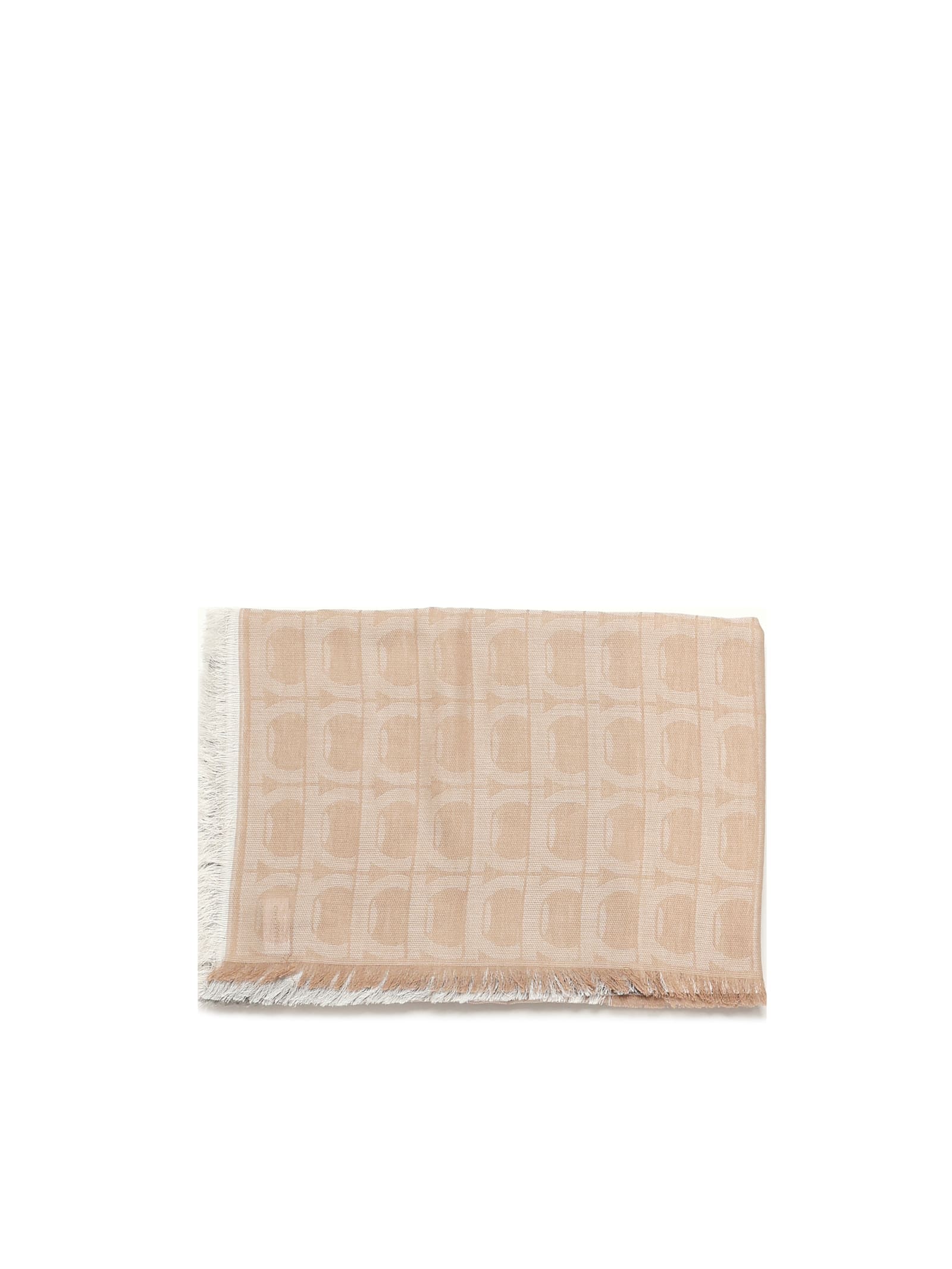 Ferragamo Gancini Monogram Jacquard Stole In Neutral
