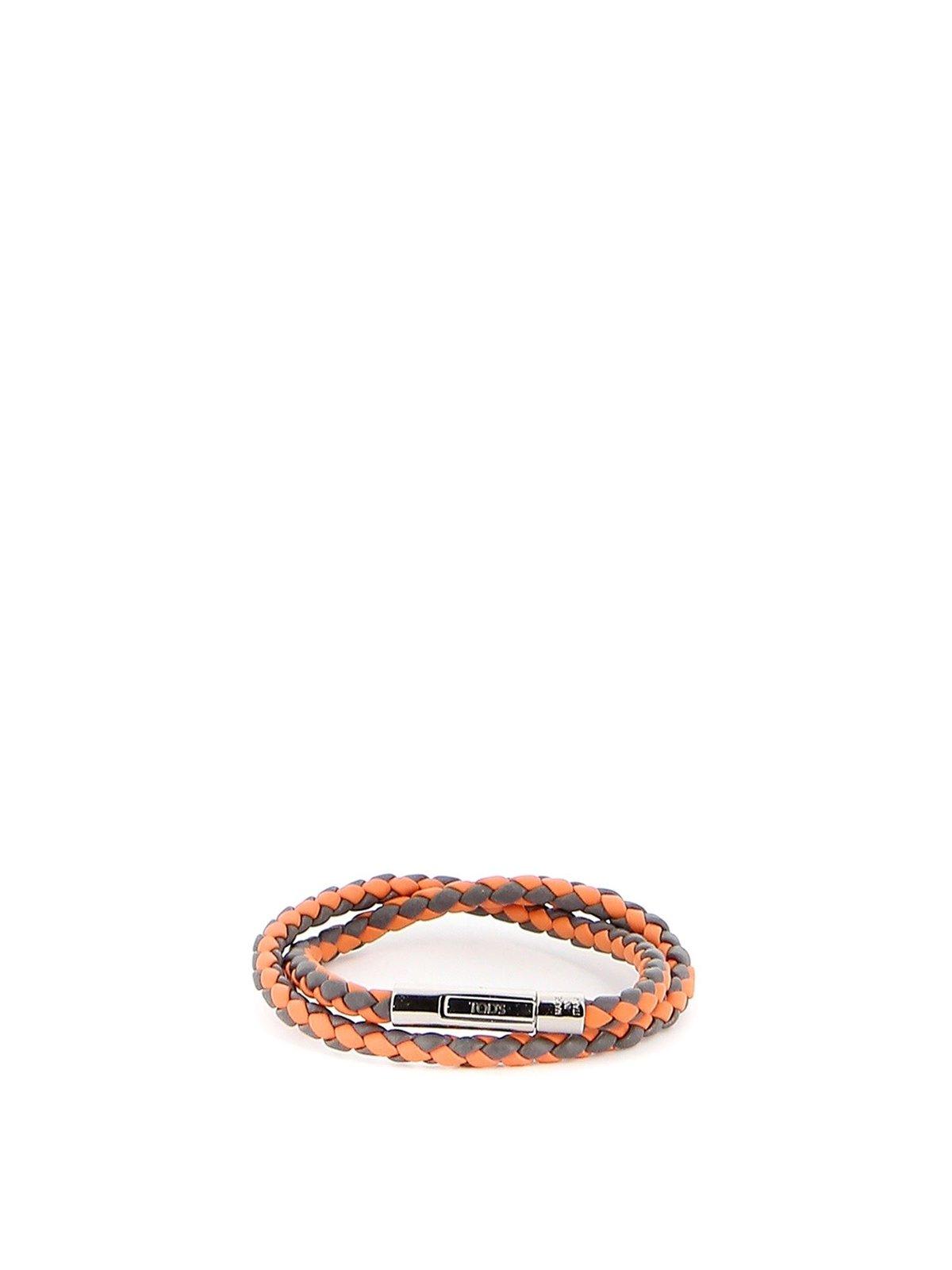 Tod's Mycolors Woven Bracelet In Orange/grey