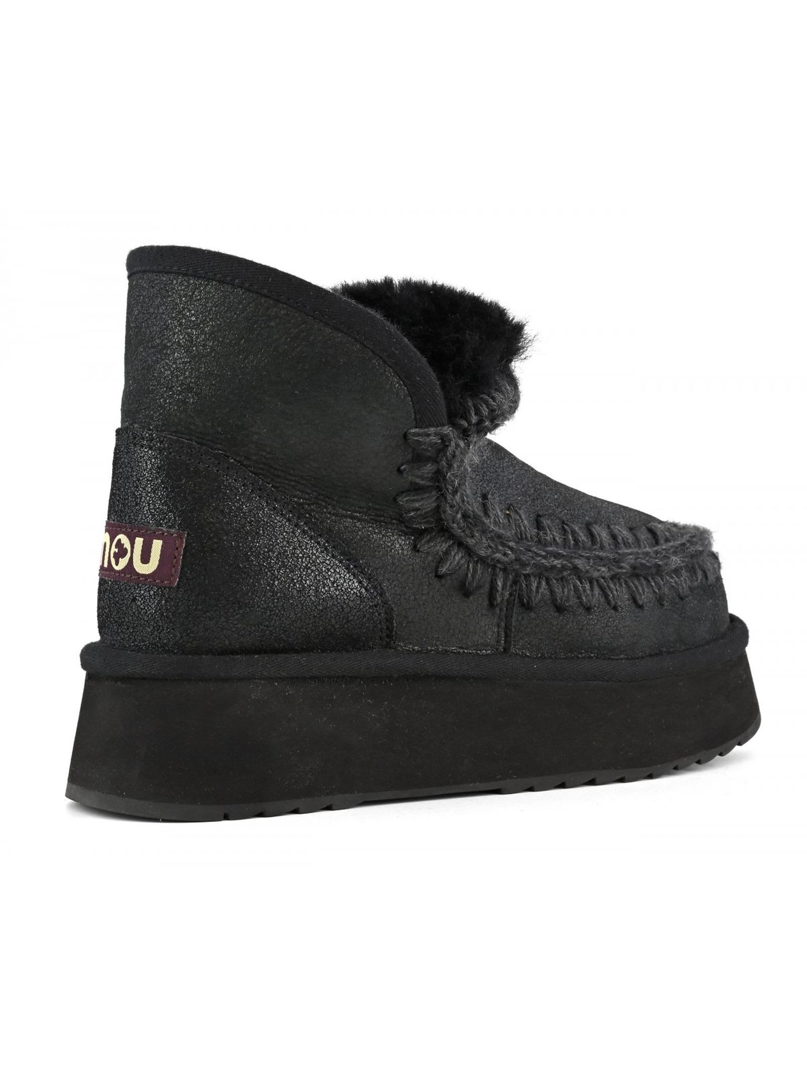 Shop Mou Mini Eskimo Platform Boot In Cracked Black