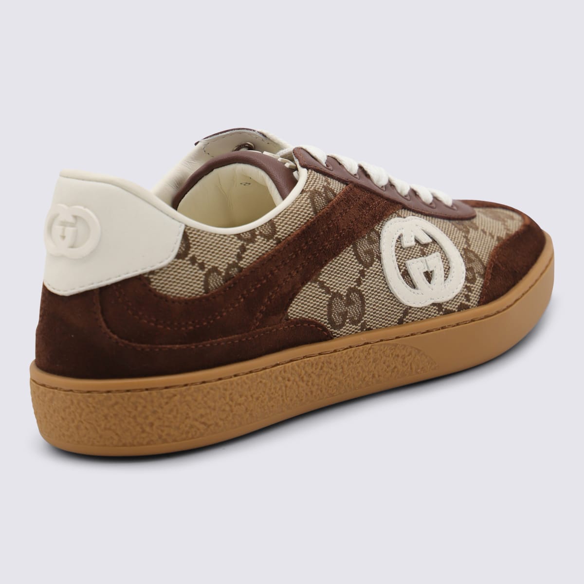 Gucci Beige Leather Sneakers In Multi