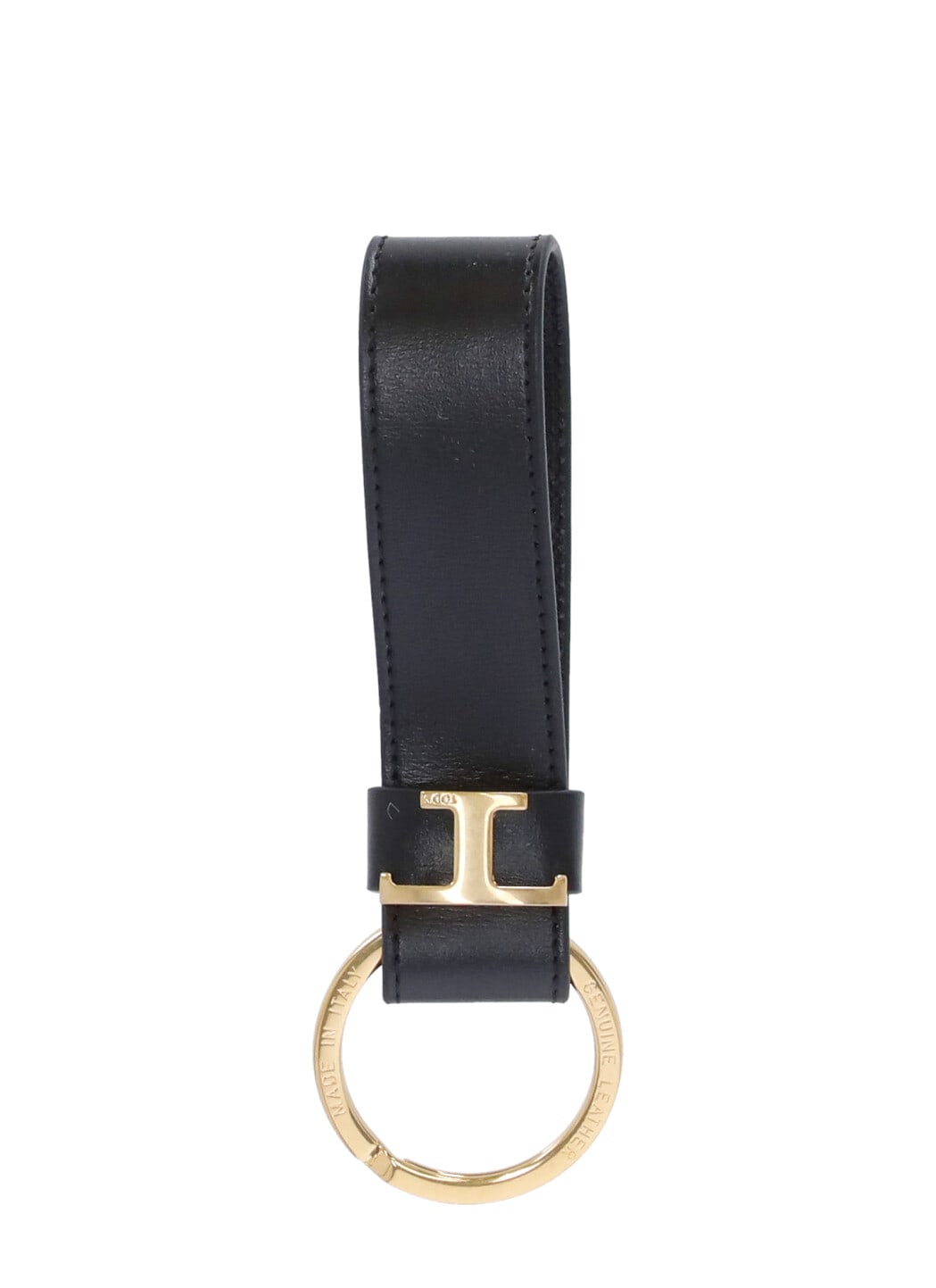 Tod's Gold-tone Logo-plaque Keyring In Black