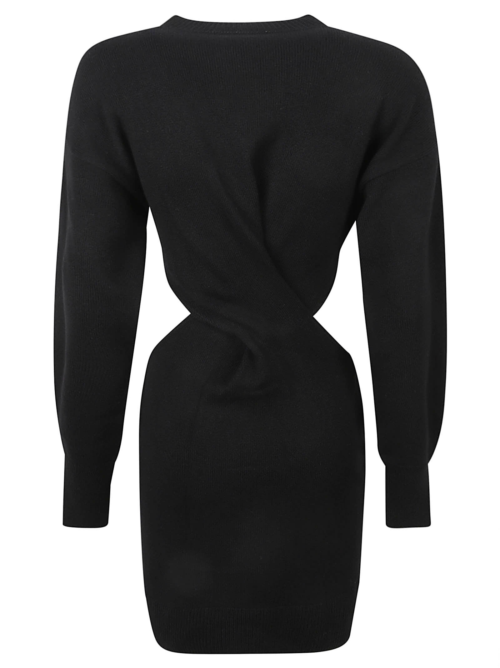 Shop Alexander Mcqueen Side Slit Twisted Rib Dress In Black