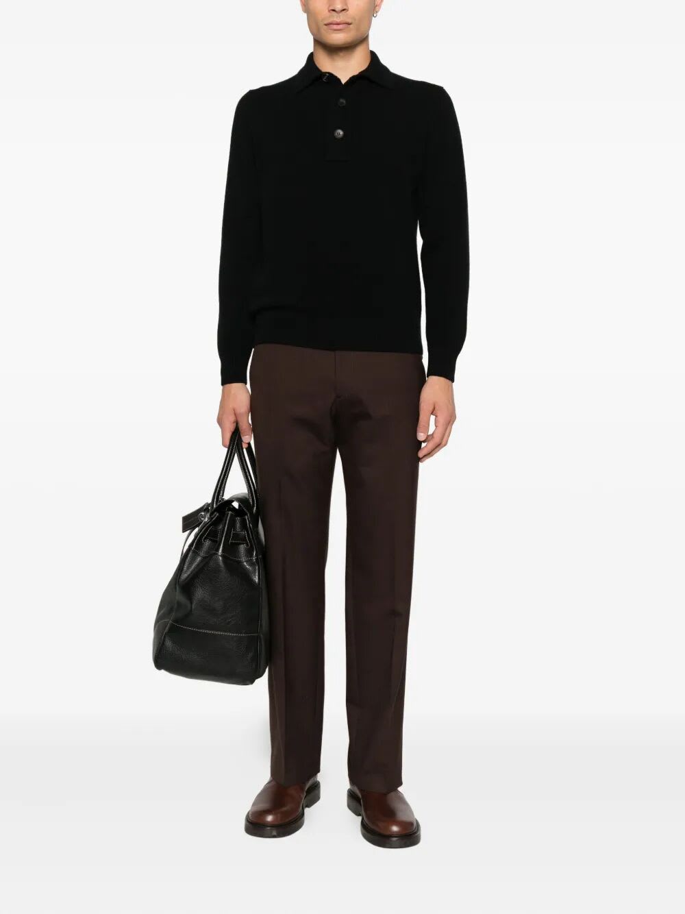 Filippo De Laurentiis Buttoned Wool Sweater In Black